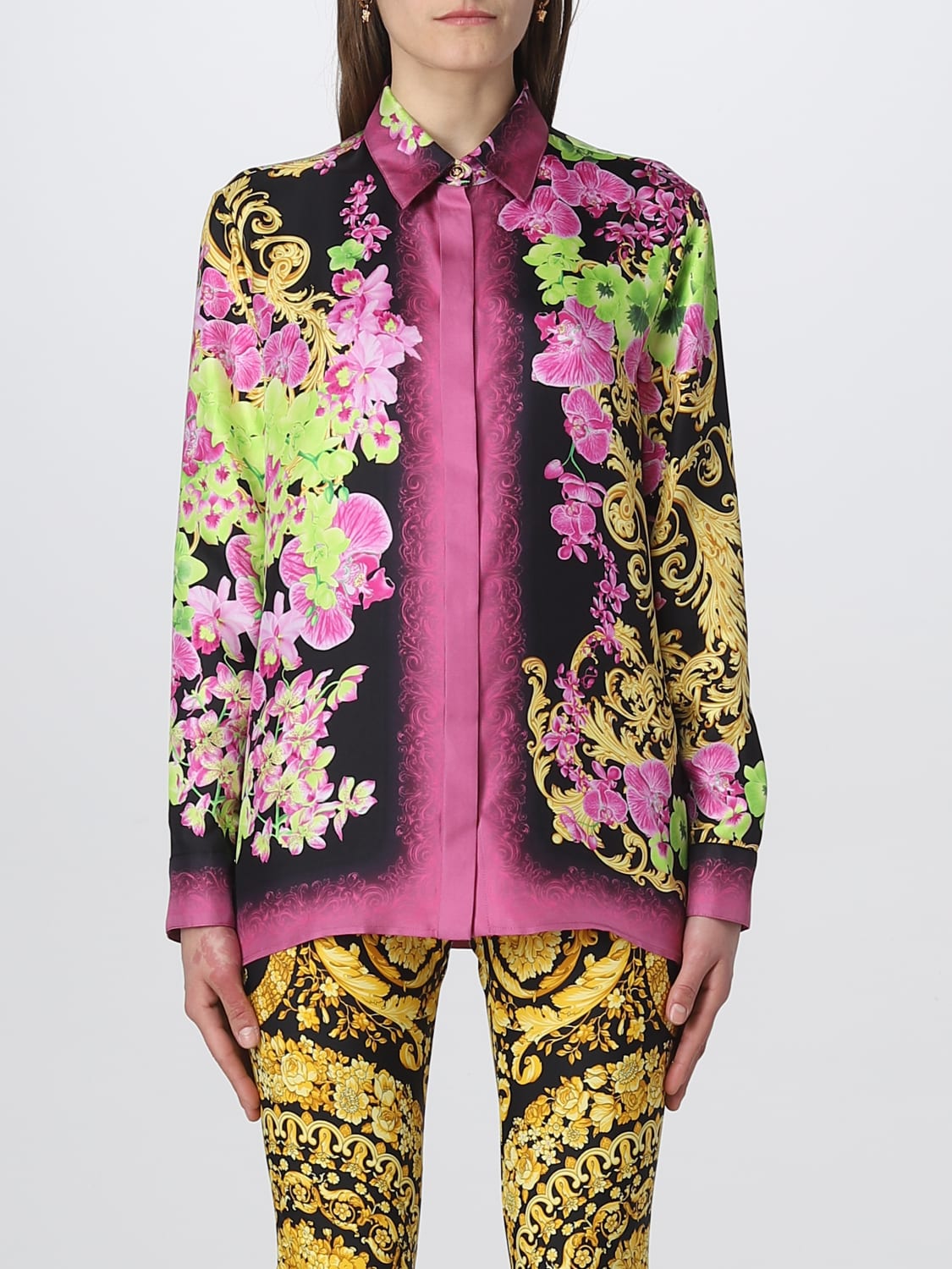 Versace Medusa Orchid Silk Shirt - Pink