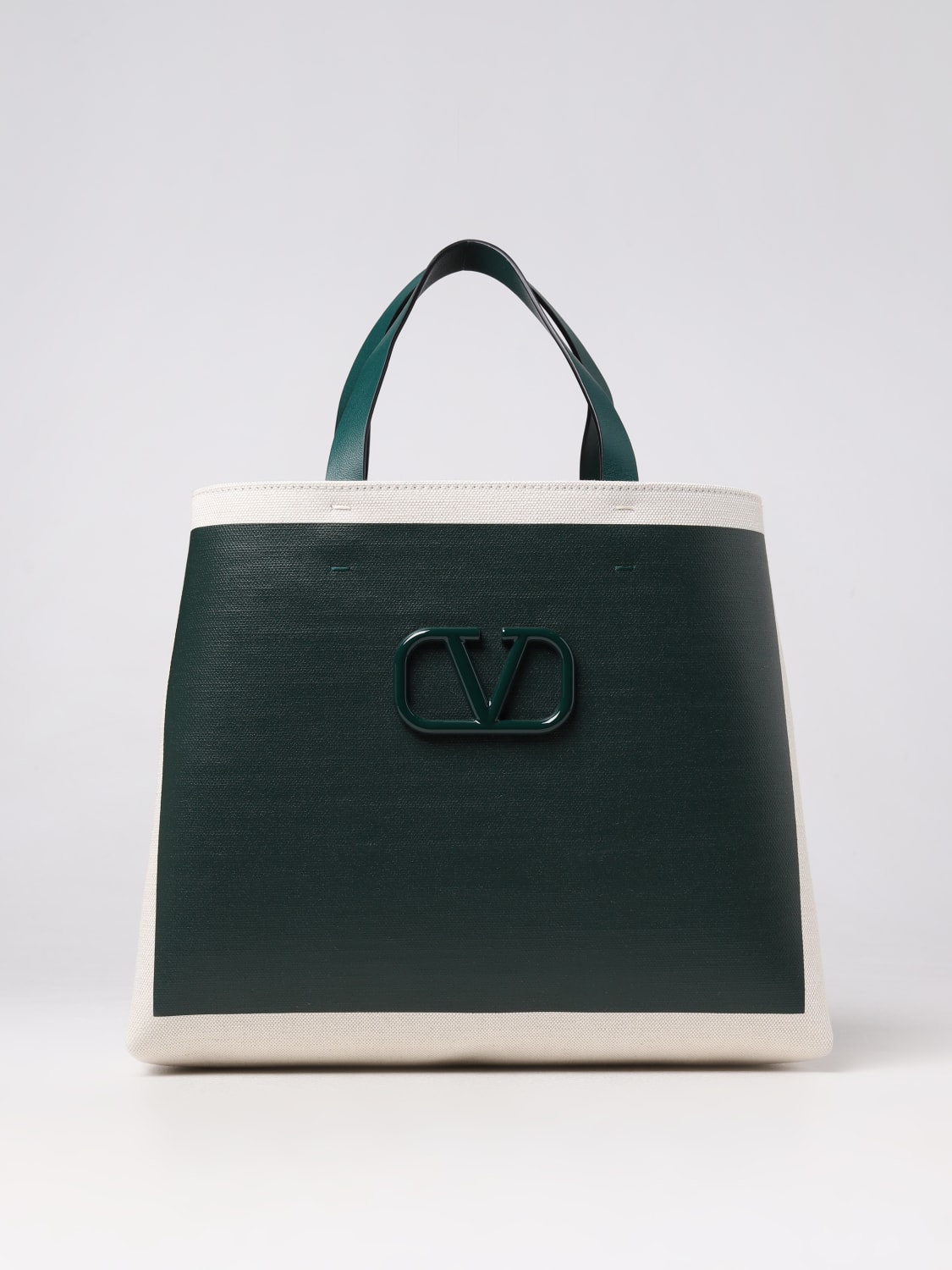 VALENTINO GARAVANI: bag in cotton blend and leather - Green