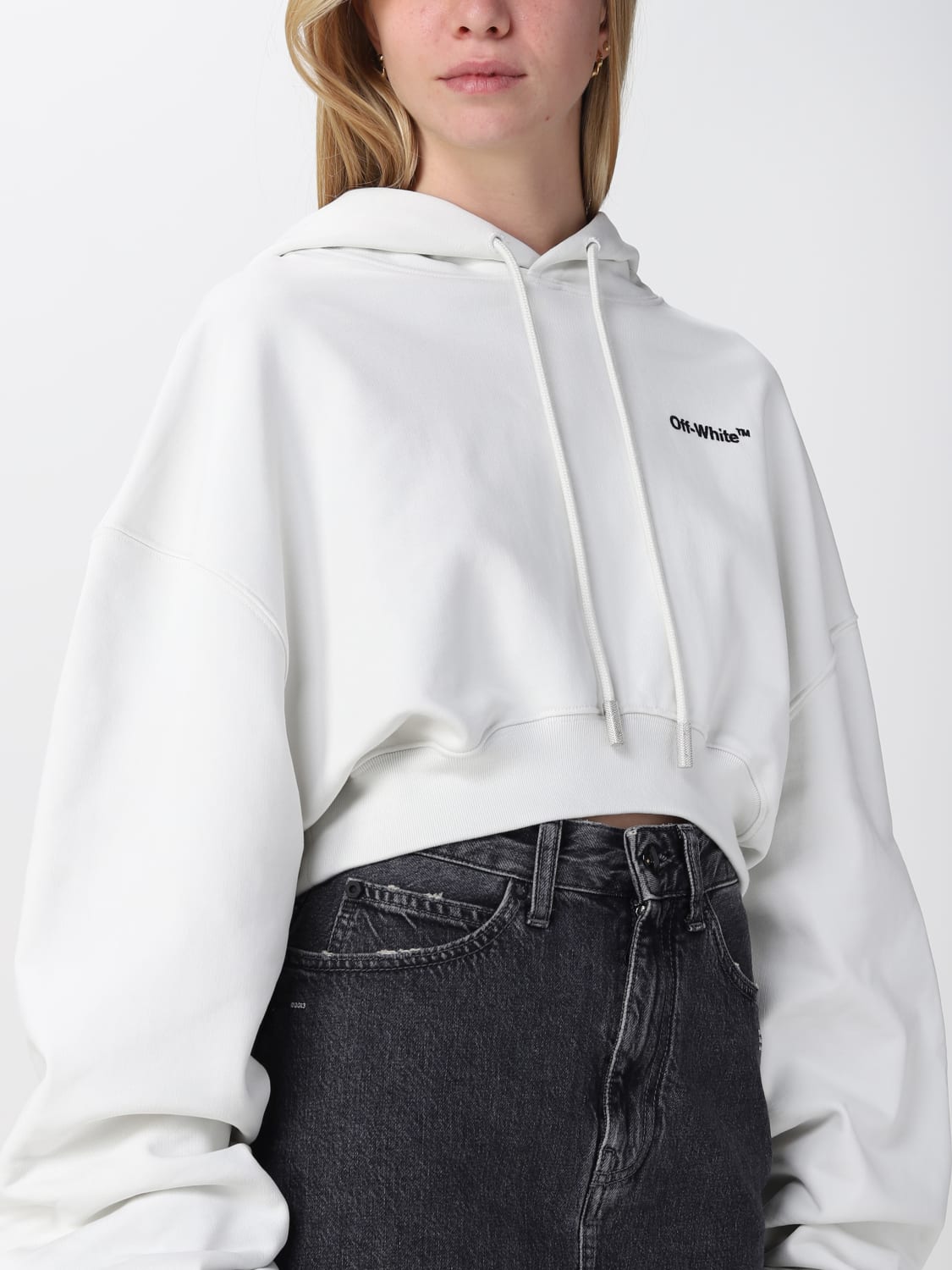 Off White Outlet cropped sweatshirt with logo White Off White