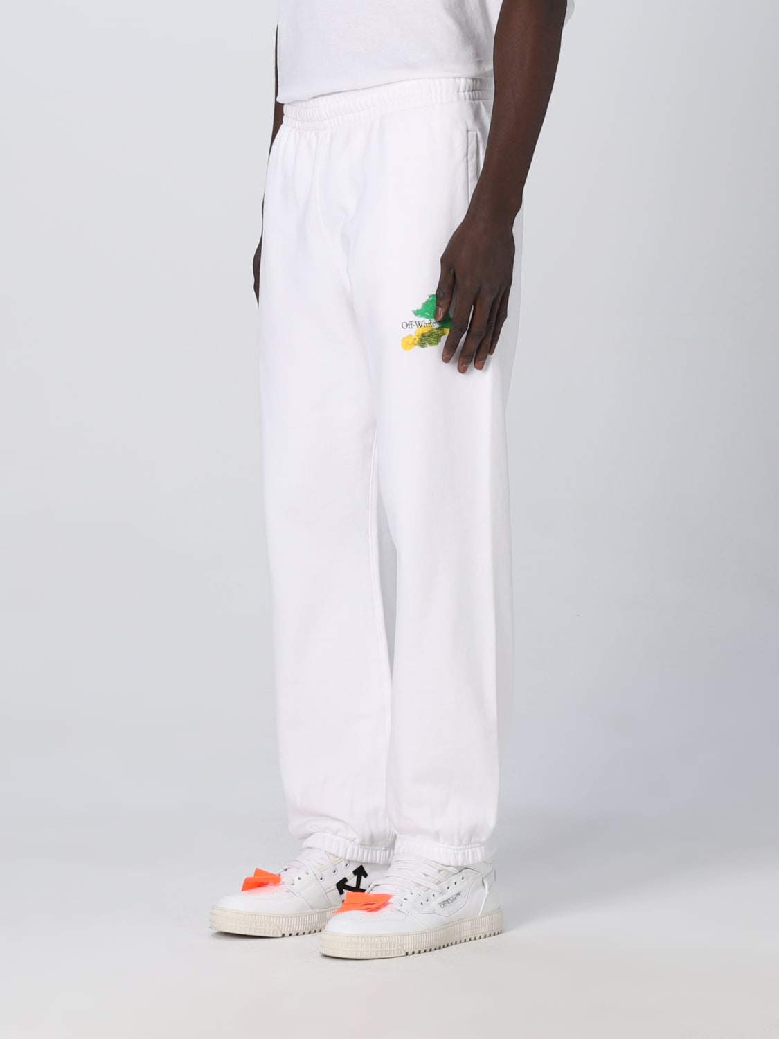 OFF-WHITE Outlet: stretch cotton pants - White  OFF-WHITE pants  OMCH029S23FLE002 online at
