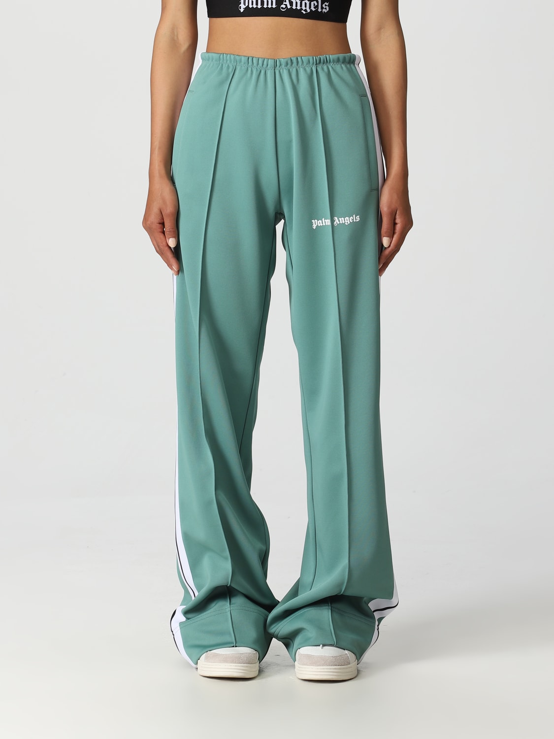 PALM ANGELS: Pantalón mujer , Verde  Pantalón PALM ANGELS PWCJ010C99FAB001  en línea en