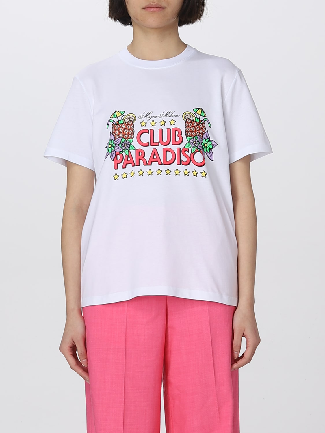 MSGM Outlet: Club Paradiso cotton t-shirt - White | MSGM t-shirt