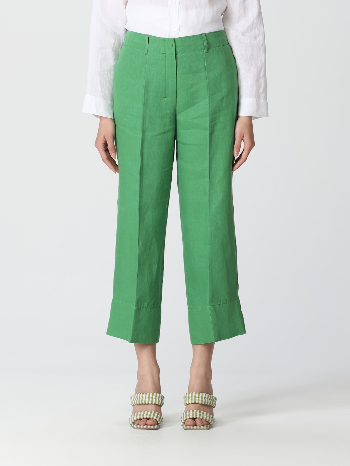 Pantalones anchos Elegante Fiesta de seda en verde - Max Mara