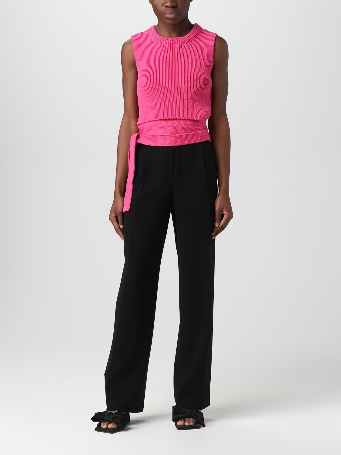High-rise wide-leg pants in pink - RED Valentino