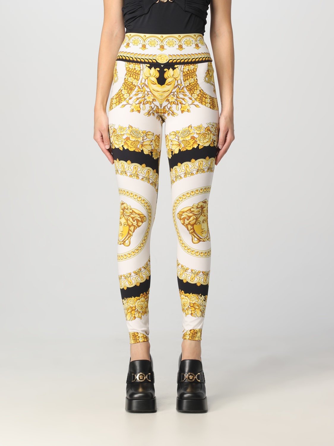 Versace leggings in printed stretch fabric