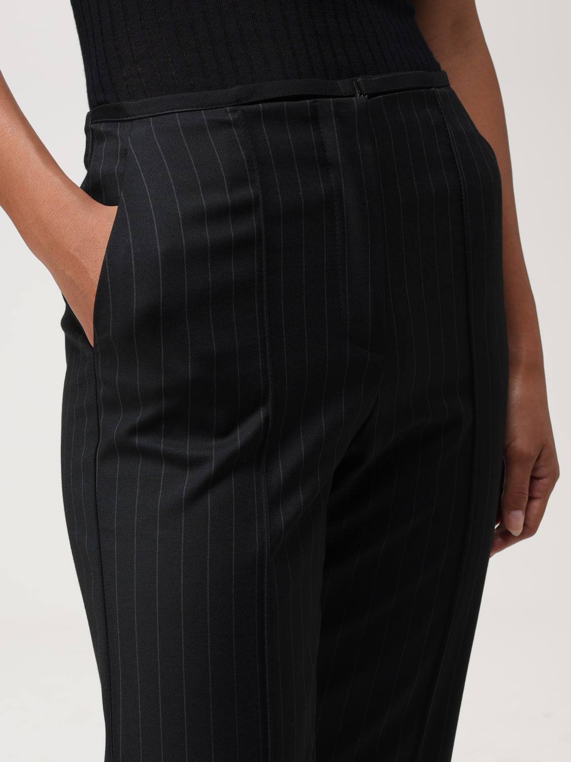 Patrizia Pepe Wide leg trousers with high waist in pinstripe