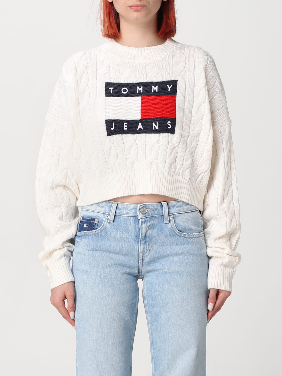 TOMMY JEANS: Sweater woman - White  TOMMY JEANS sweater DW0DW14261 online  at