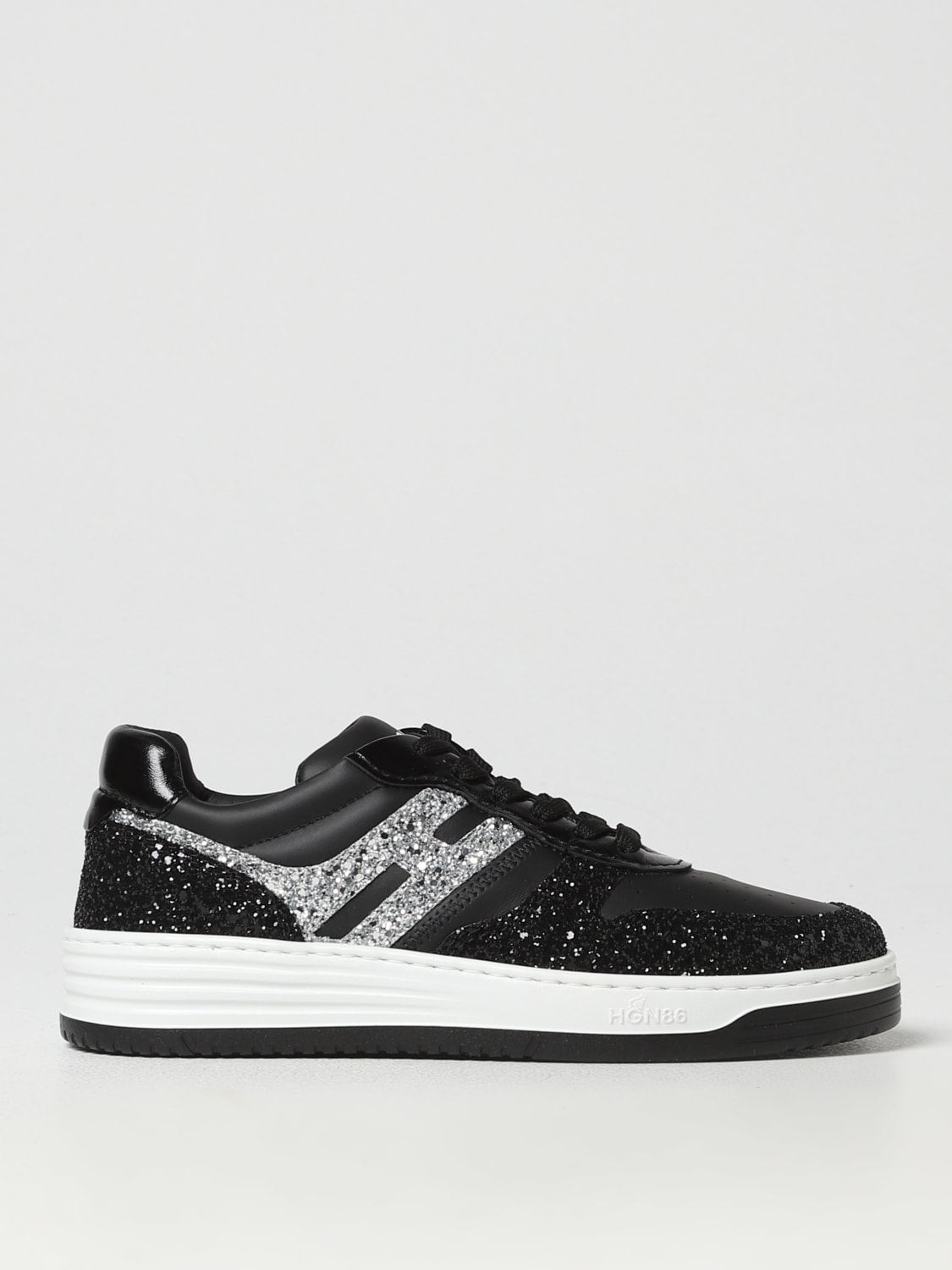 HOGAN: H630 sneakers in leather and glitter - Black | HOGAN sneakers ...