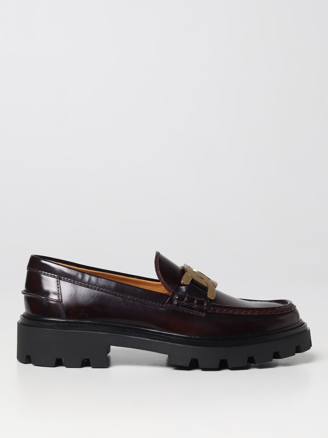TOD'S: moccasins in brushed leather - Wine | TOD'S loafers ...
