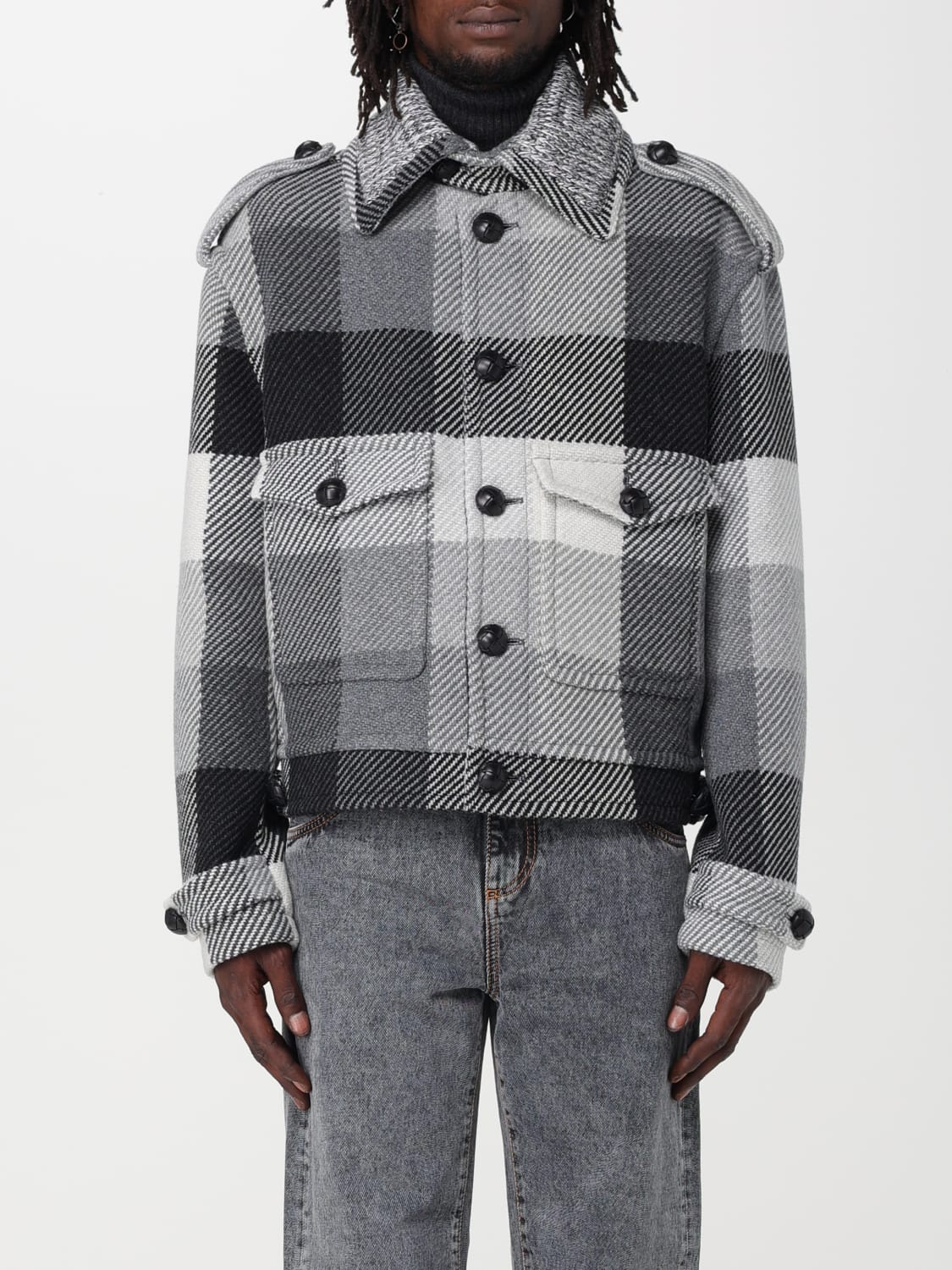 Etro -  jacket in wool blend with check pattern
