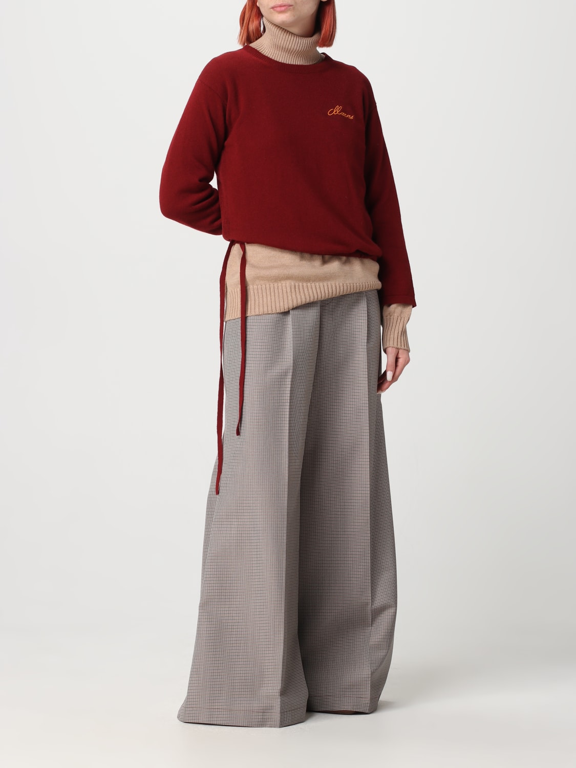 Wool tapered pants in red - Marni