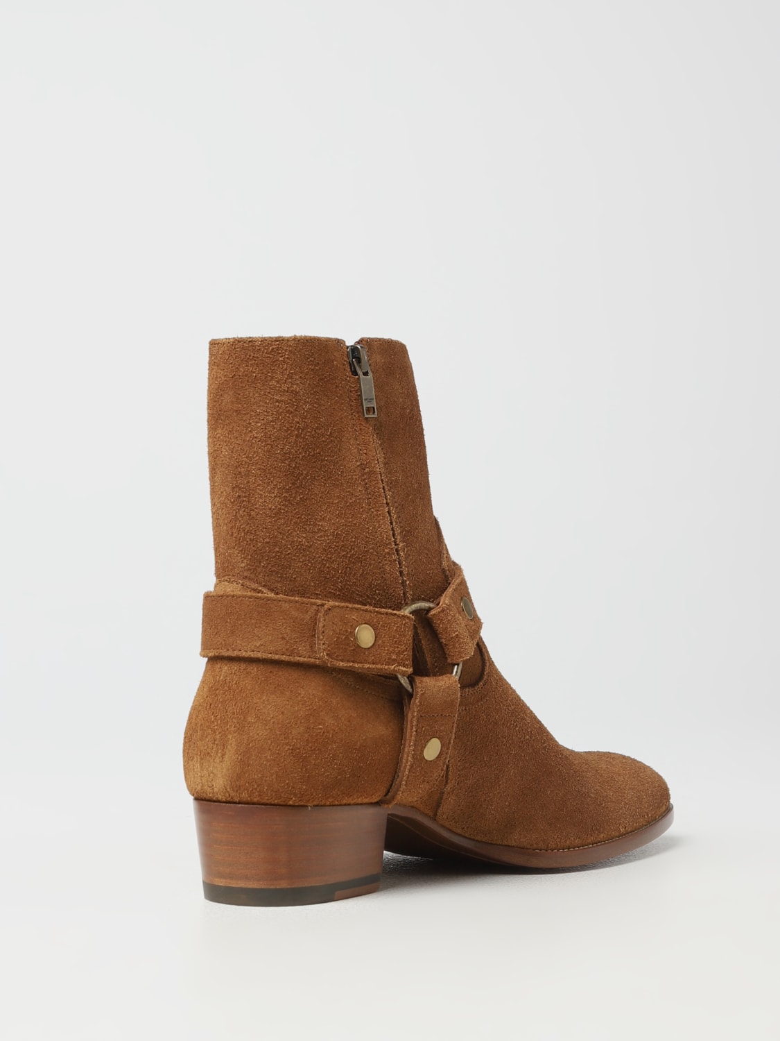 SAINT LAURENT: Wyatt 40 Harness suede ankle boots - Leather