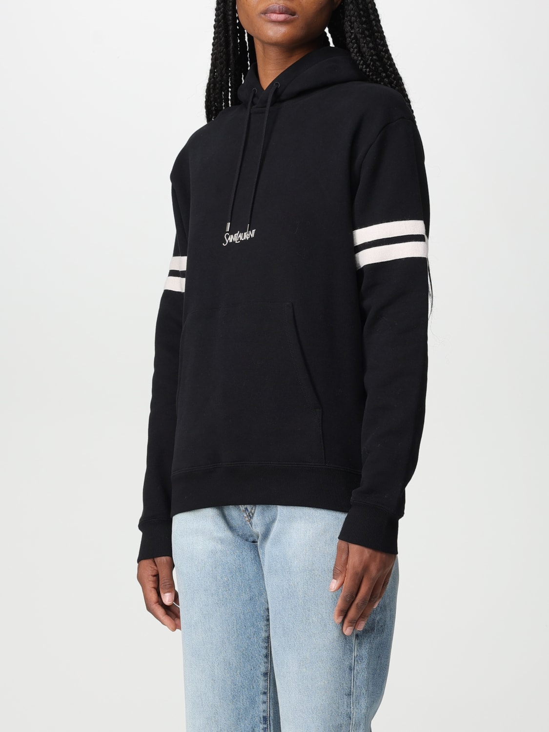 SAINT LAURENT sweatshirt in organic cotton with embroidered logo