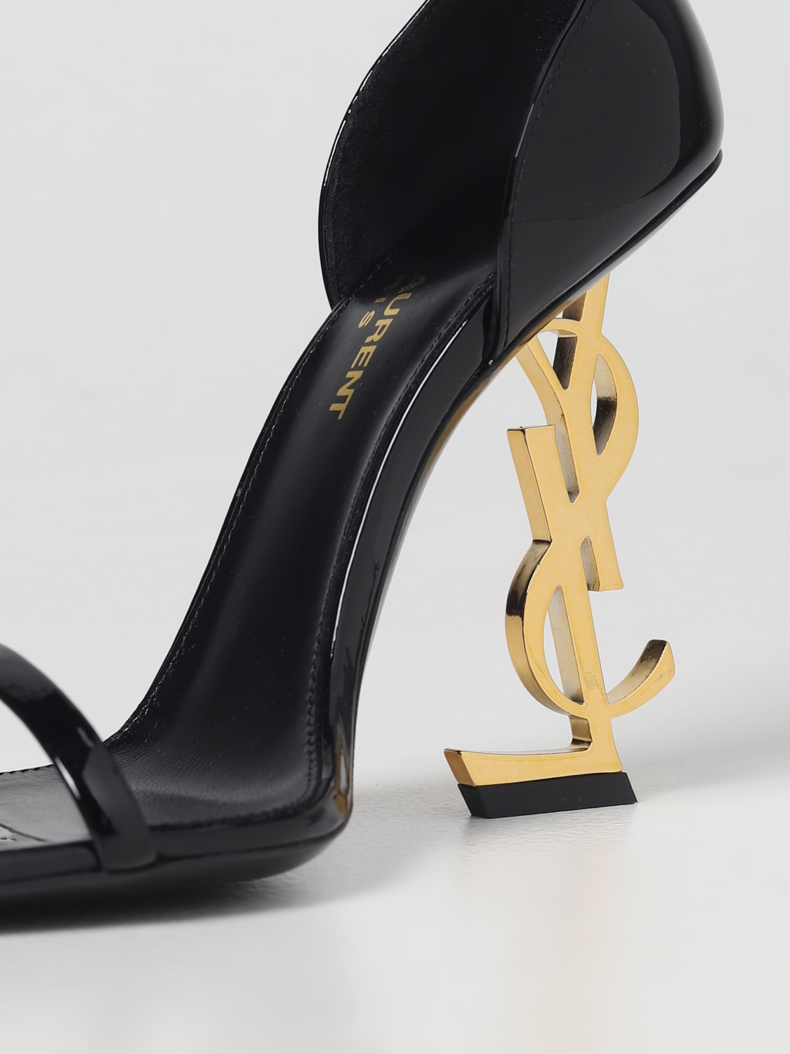 SAINT LAURENT Opyum sandals in patent leather with sculptural