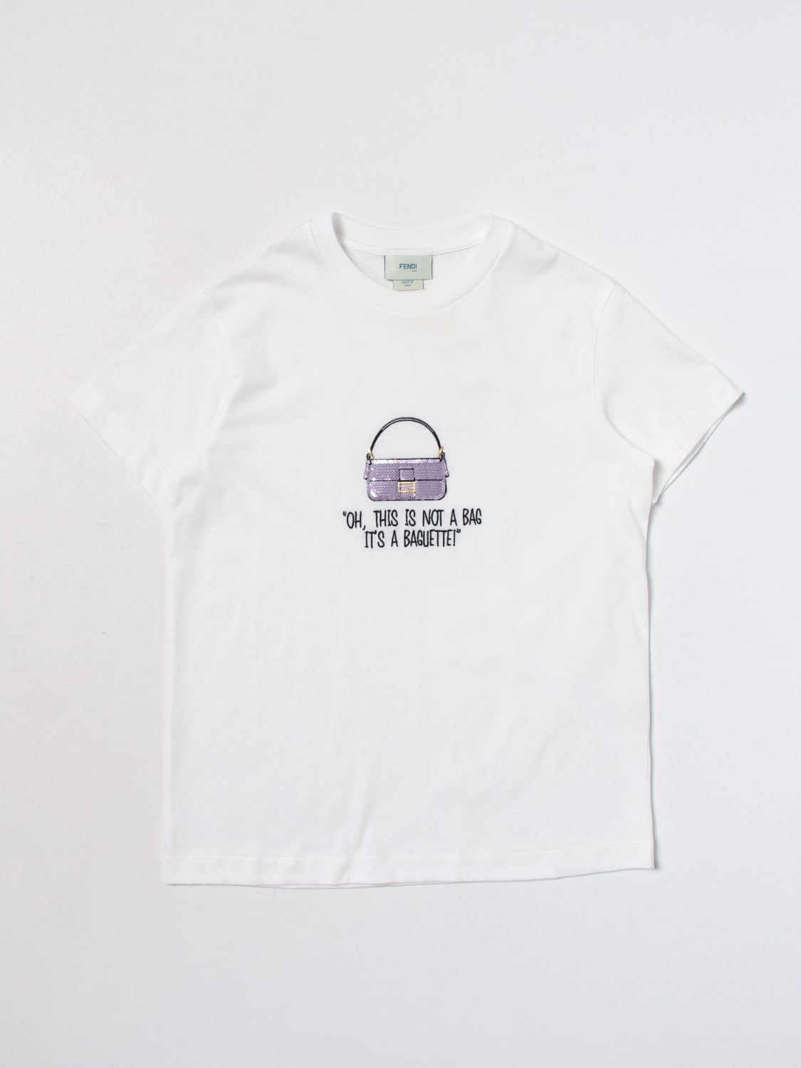 FENDI KIDS: t-shirt in cotton - Yellow Cream