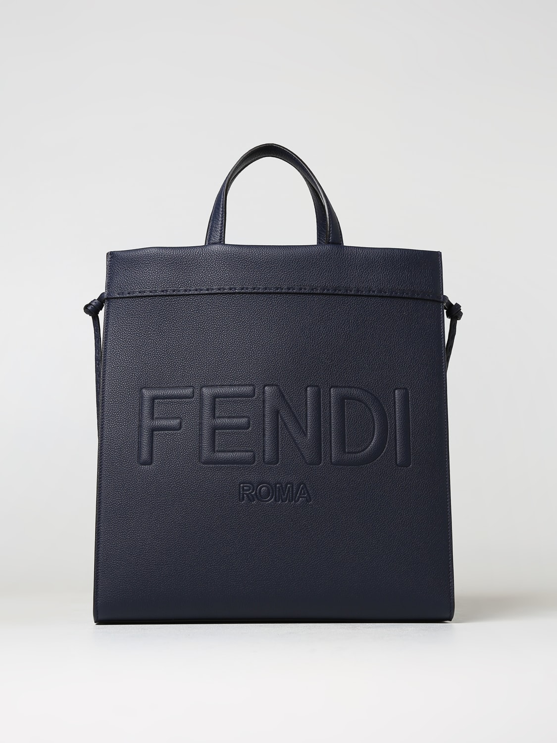 FENDI: Go To Shopper Medium bag in grained leather with embossed logo ...