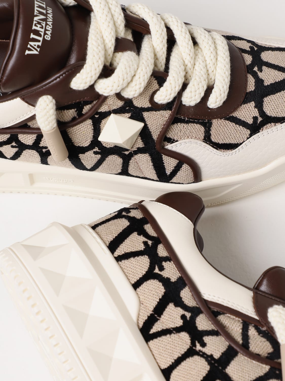 Valentino Garavani Toile Iconographe lace-up sneakers - Brown