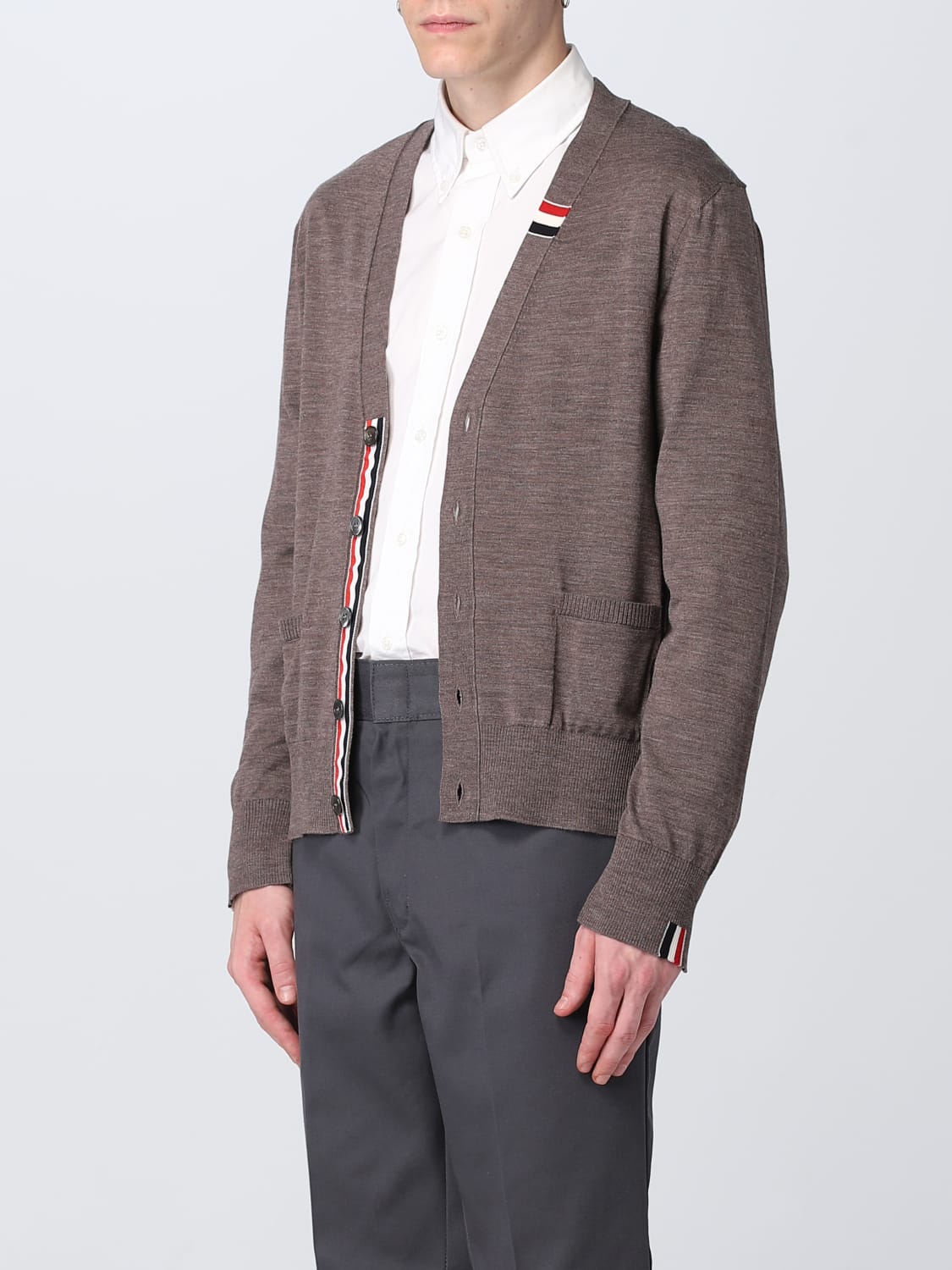 THOM BROWNE Outlet: cardigan in wool blend - Brown | THOM BROWNE