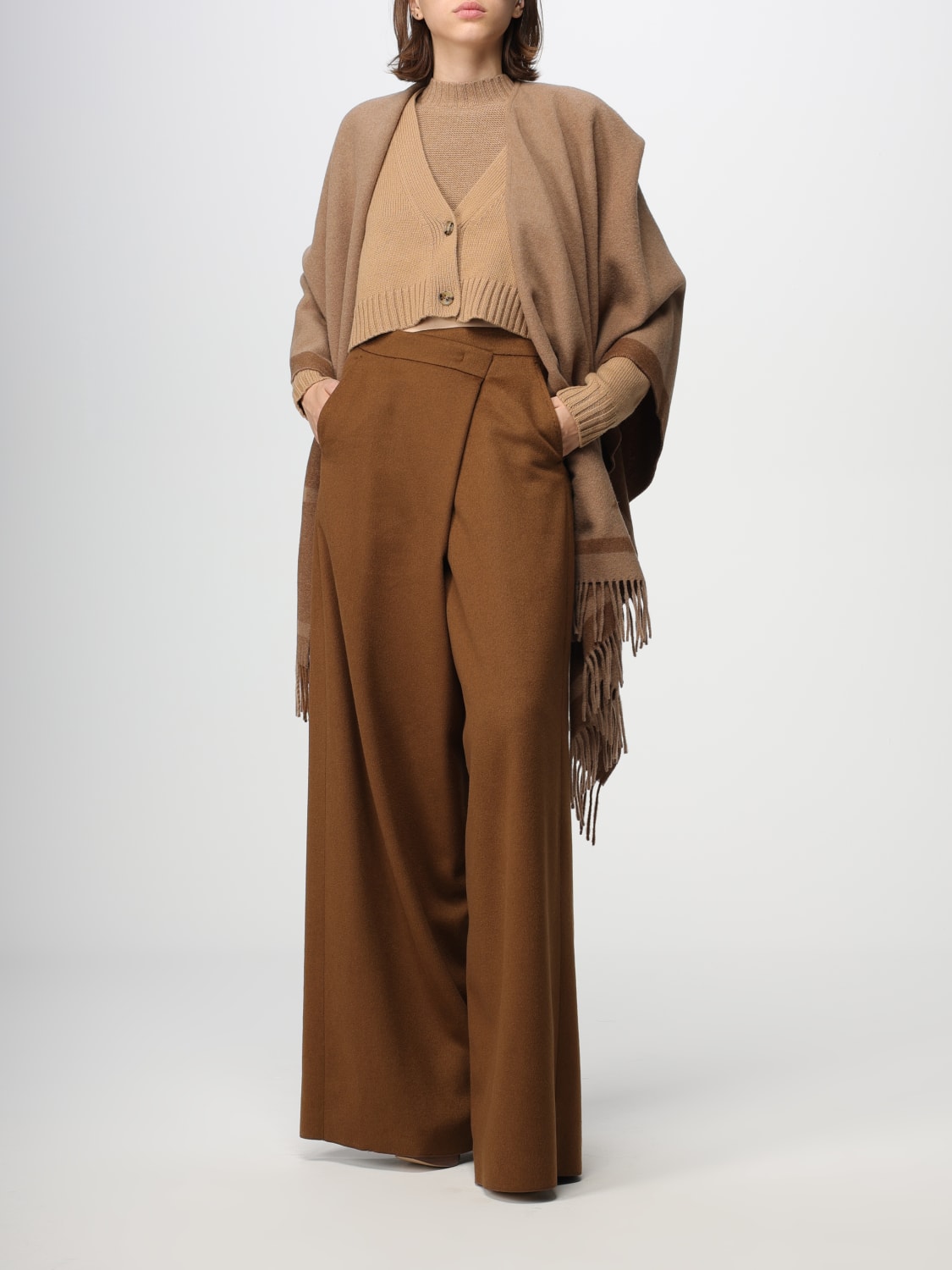 MAX MARA: cardigan in virgin wool and cashmere - Camel | MAX MARA ...