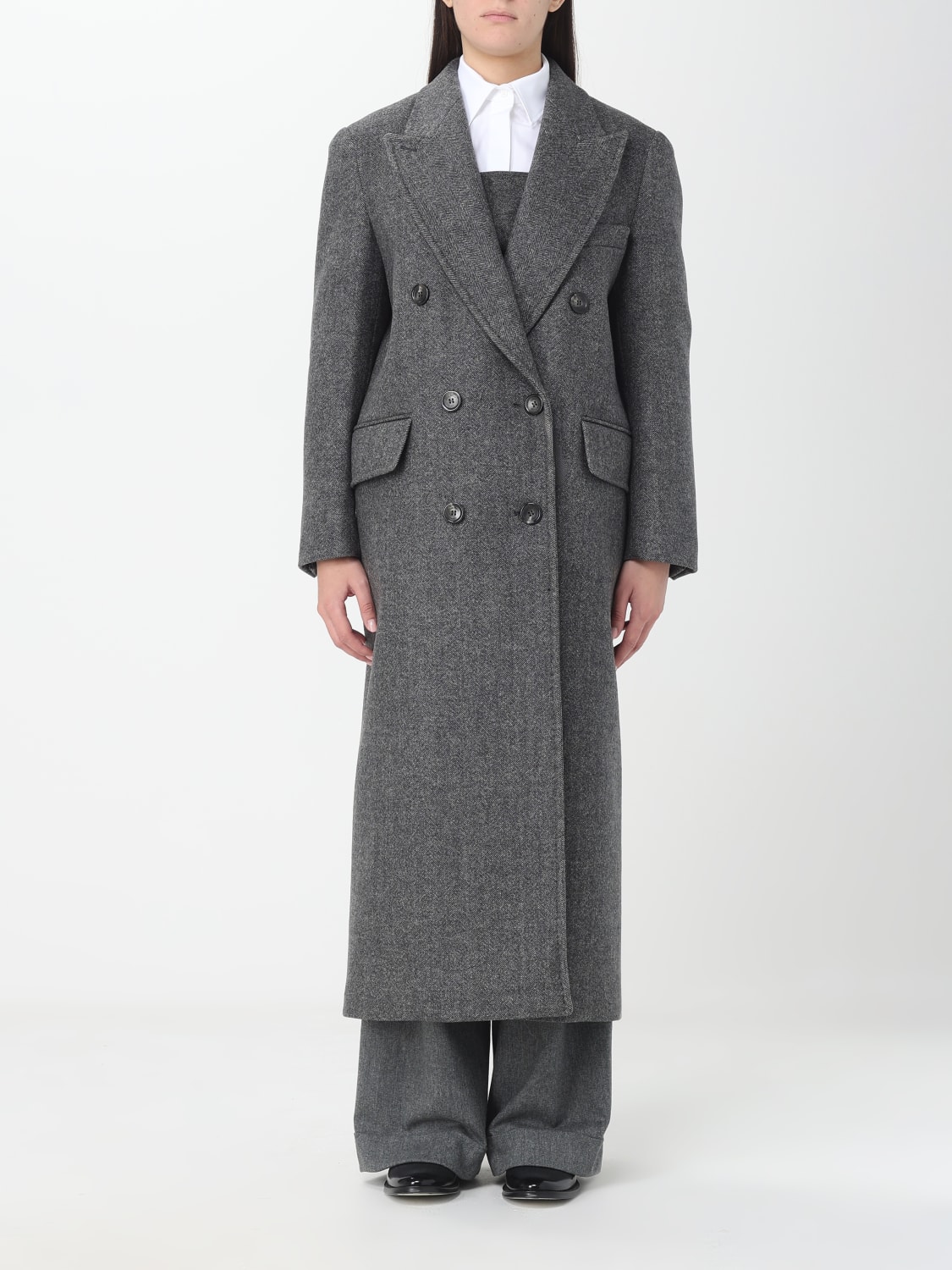 MAX MARA: coat in virgin wool - Grey | MAX MARA coat 2310160436600 ...