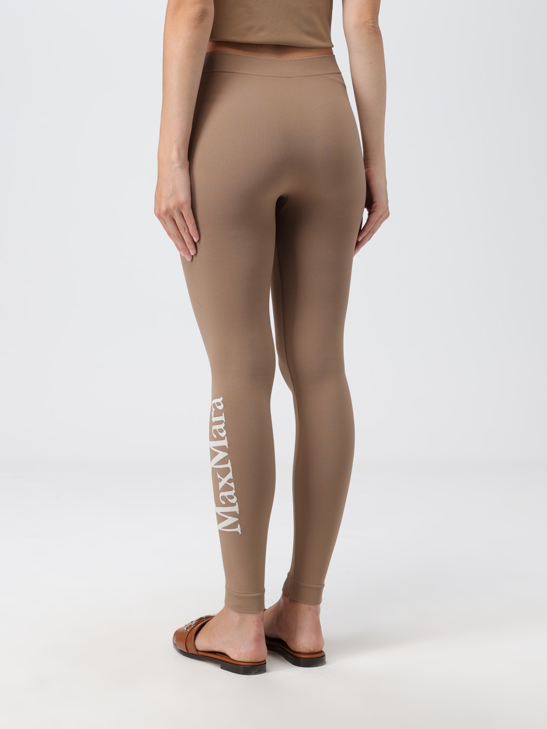S MAX MARA: S Max Mara stretch nylon leggings - Camel
