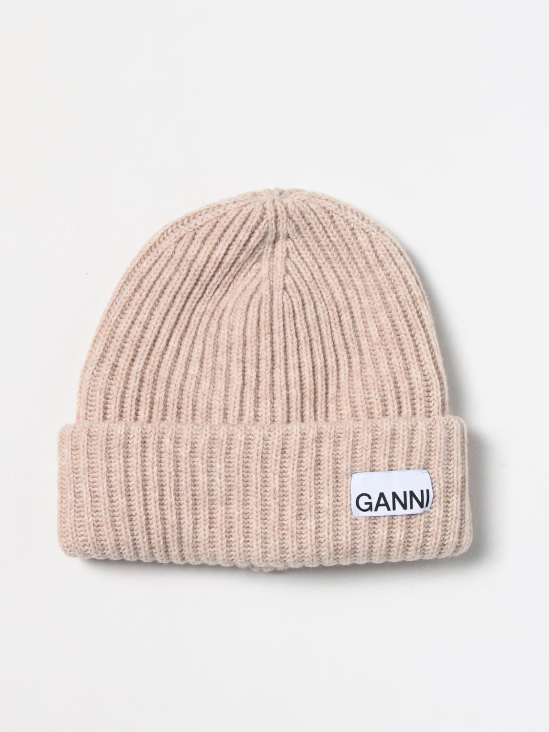 GANNI Outlet hat in recycled wool blend Yellow Cream GANNI hat