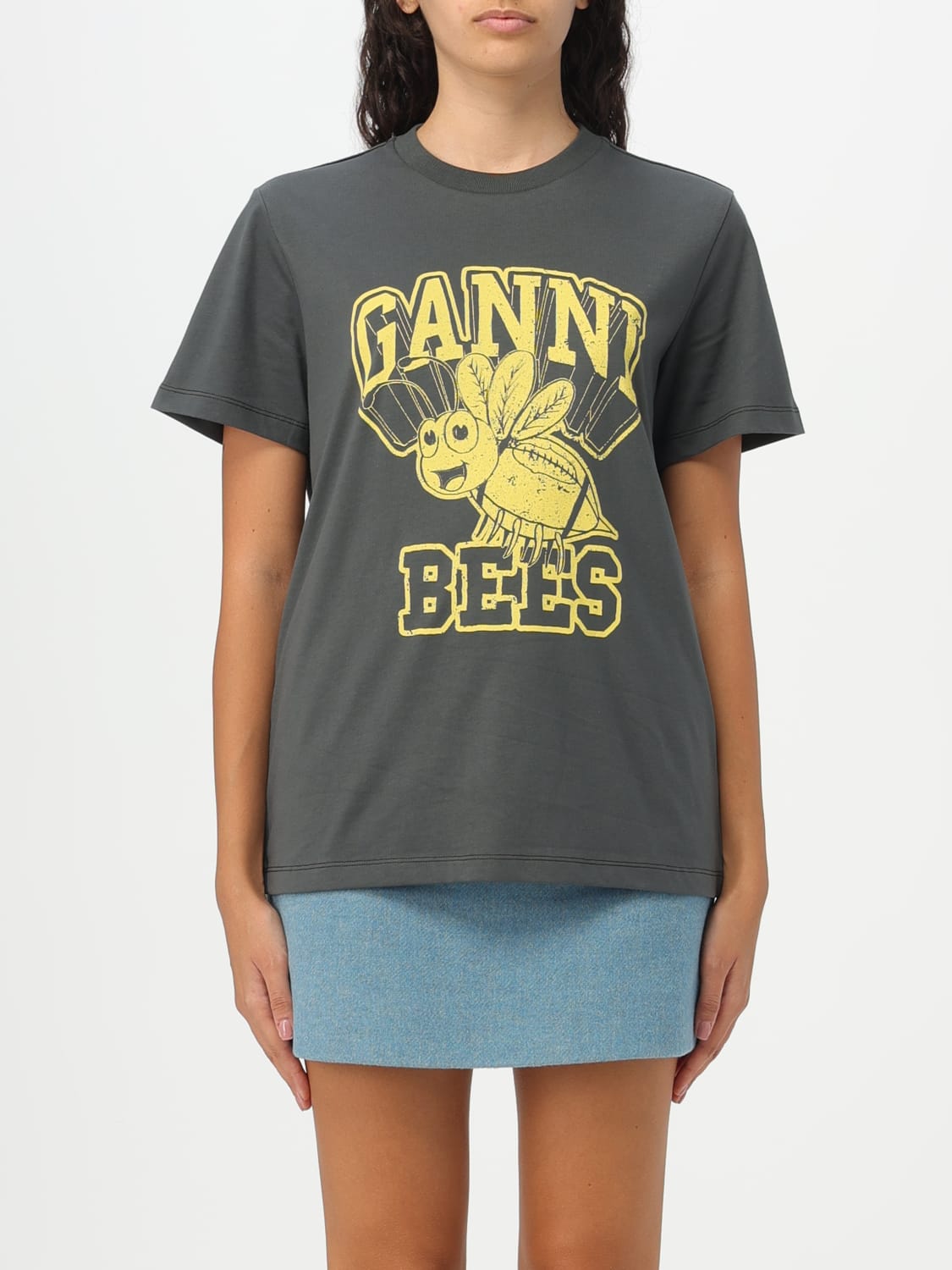 GANNI：Tシャツ レディース - チャコール | GIGLIO.COMオンラインの