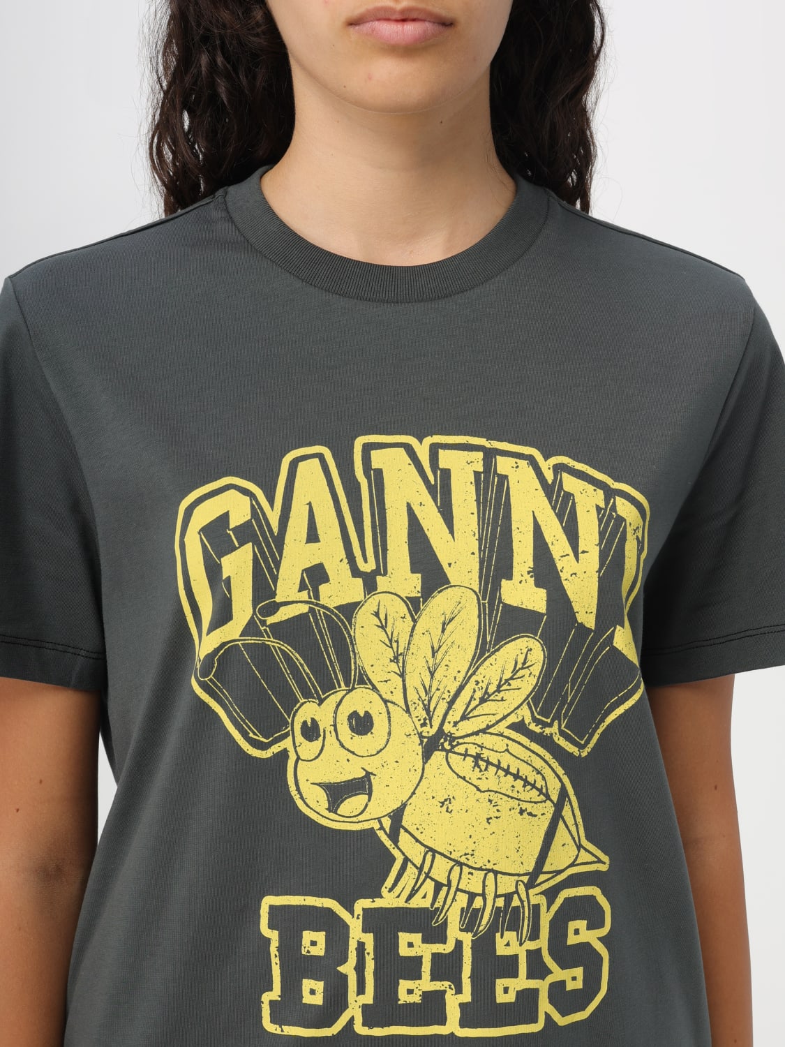 GANNI：Tシャツ レディース - チャコール | GIGLIO.COMオンラインの