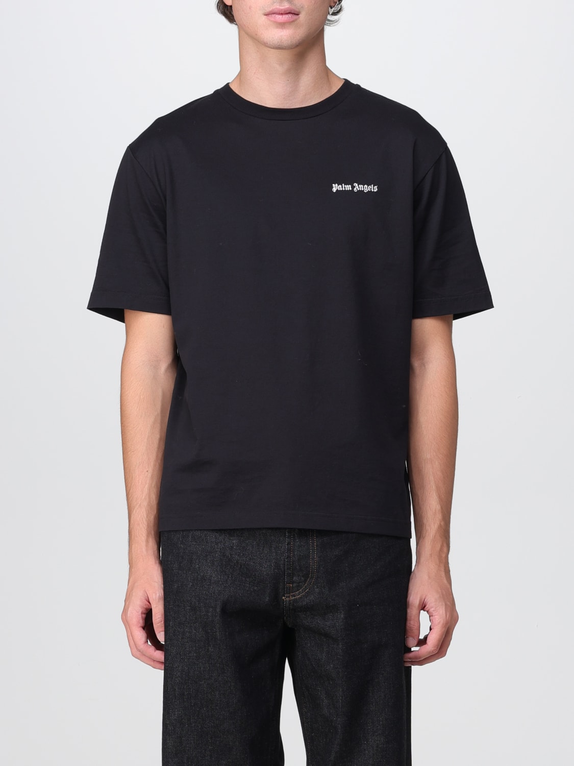 Palm Angels Logo-Embroidered Cotton T-Shirt Black