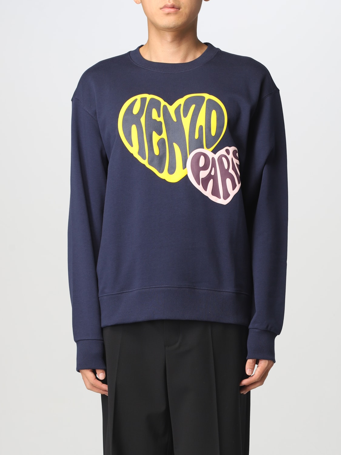 KENZO FELPA Felpa in cotone con logo stampato Felpa KENZO uomo