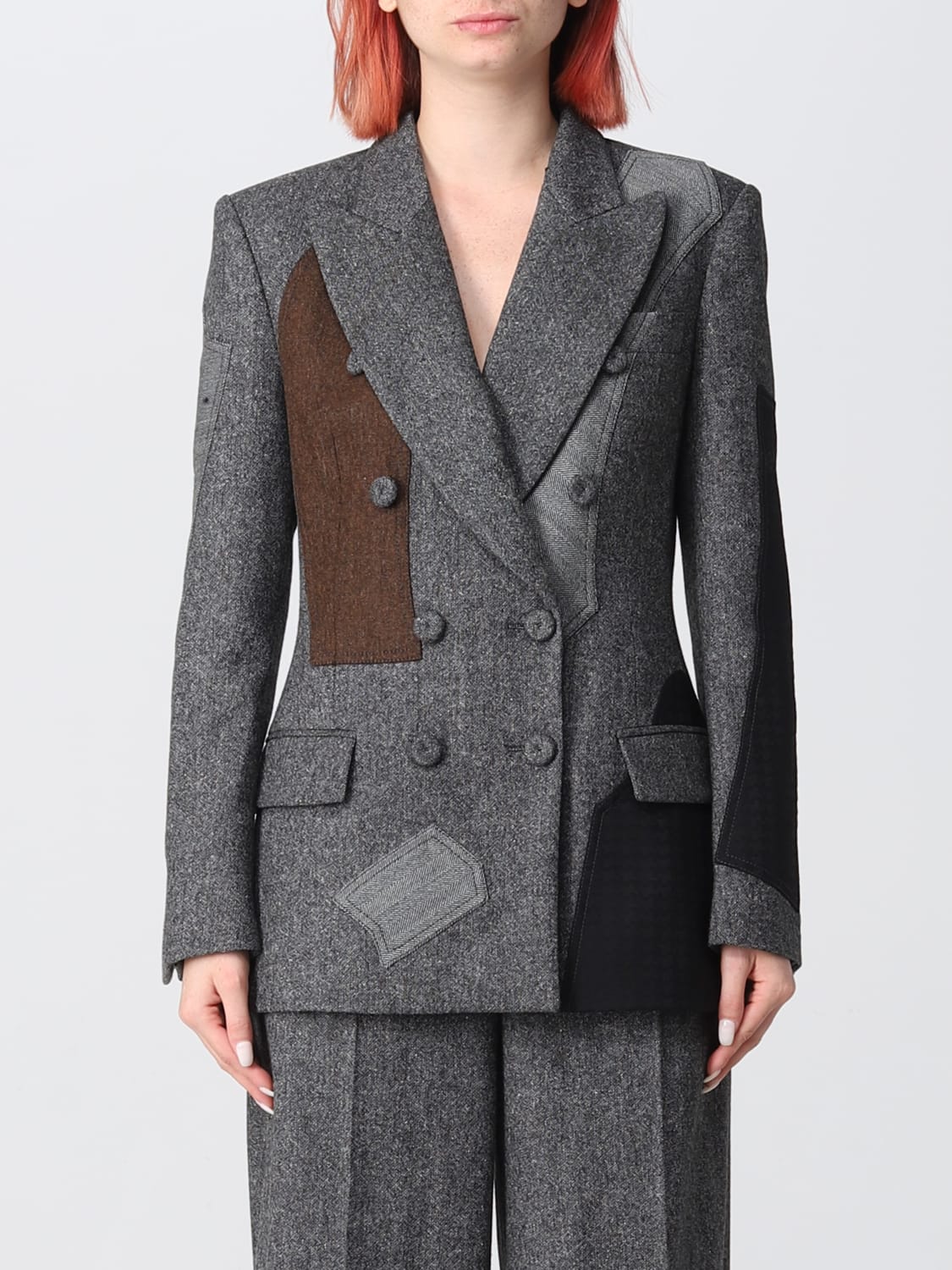 Moschino patchwork double-breasted blazer - Grey
