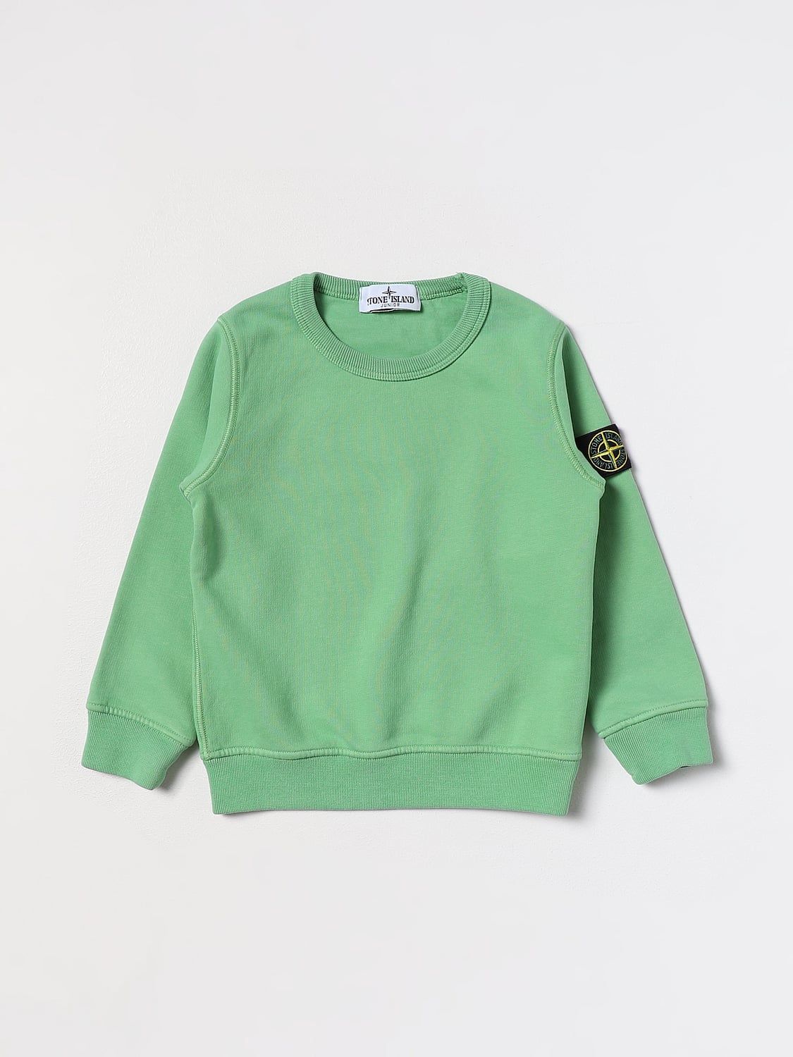 STONE ISLAND JUNIOR: Pull enfant - Vert Prairie | Pull STONE ISLAND ...