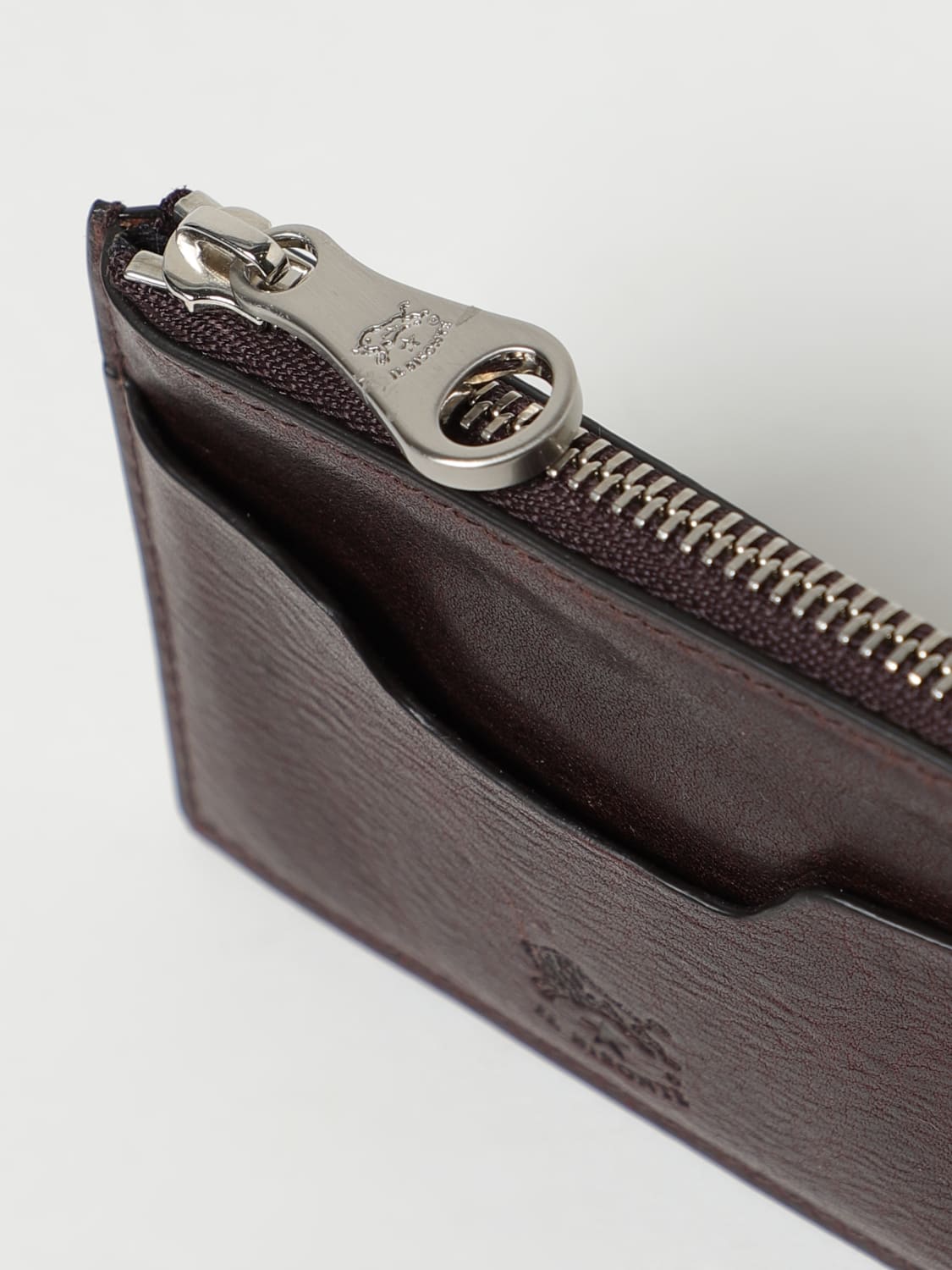 IL BISONTE: credit card holder in leather - Coffee | IL BISONTE