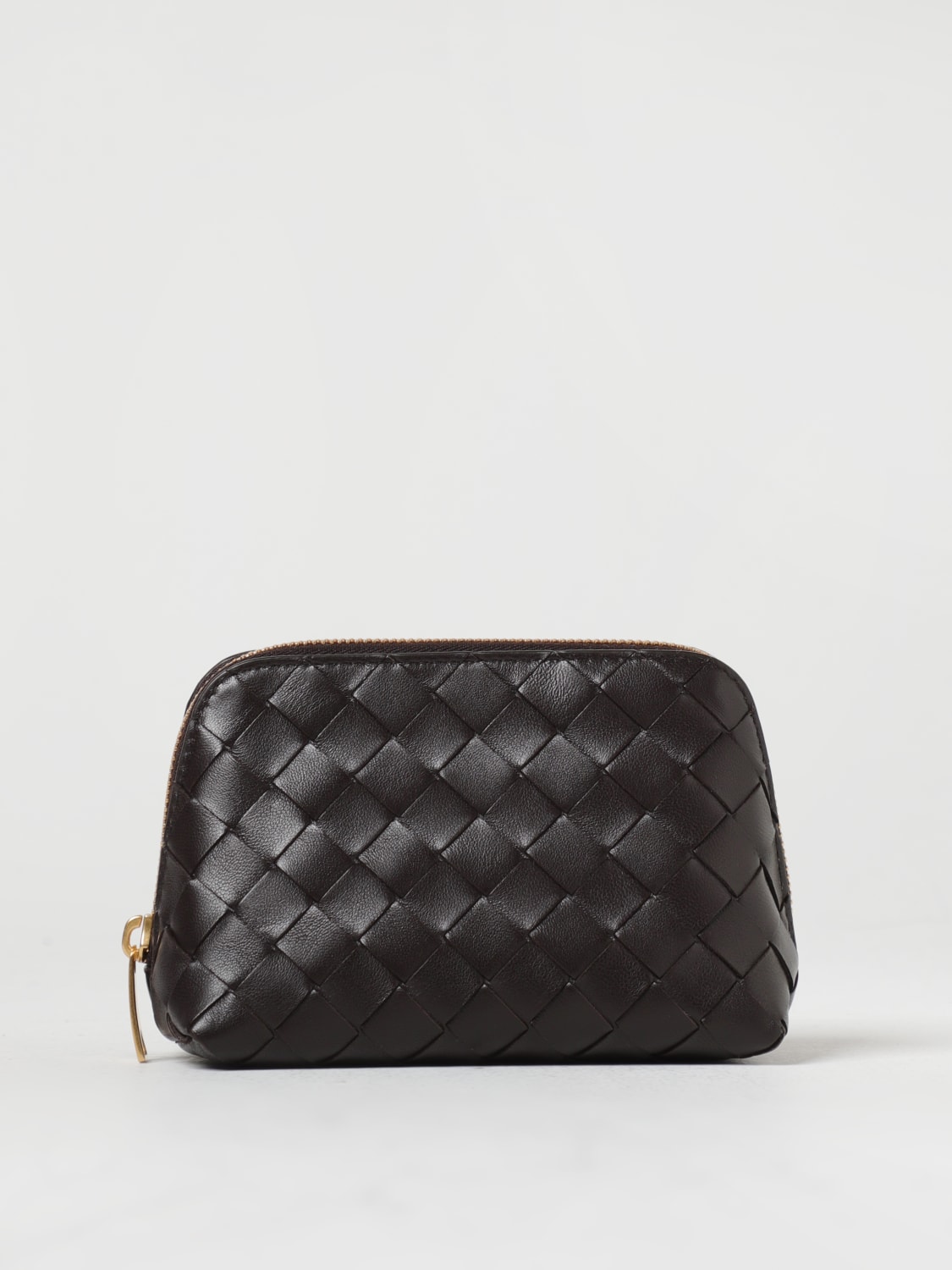 BOTTEGA VENETA: beauty case in woven leather - Coffee