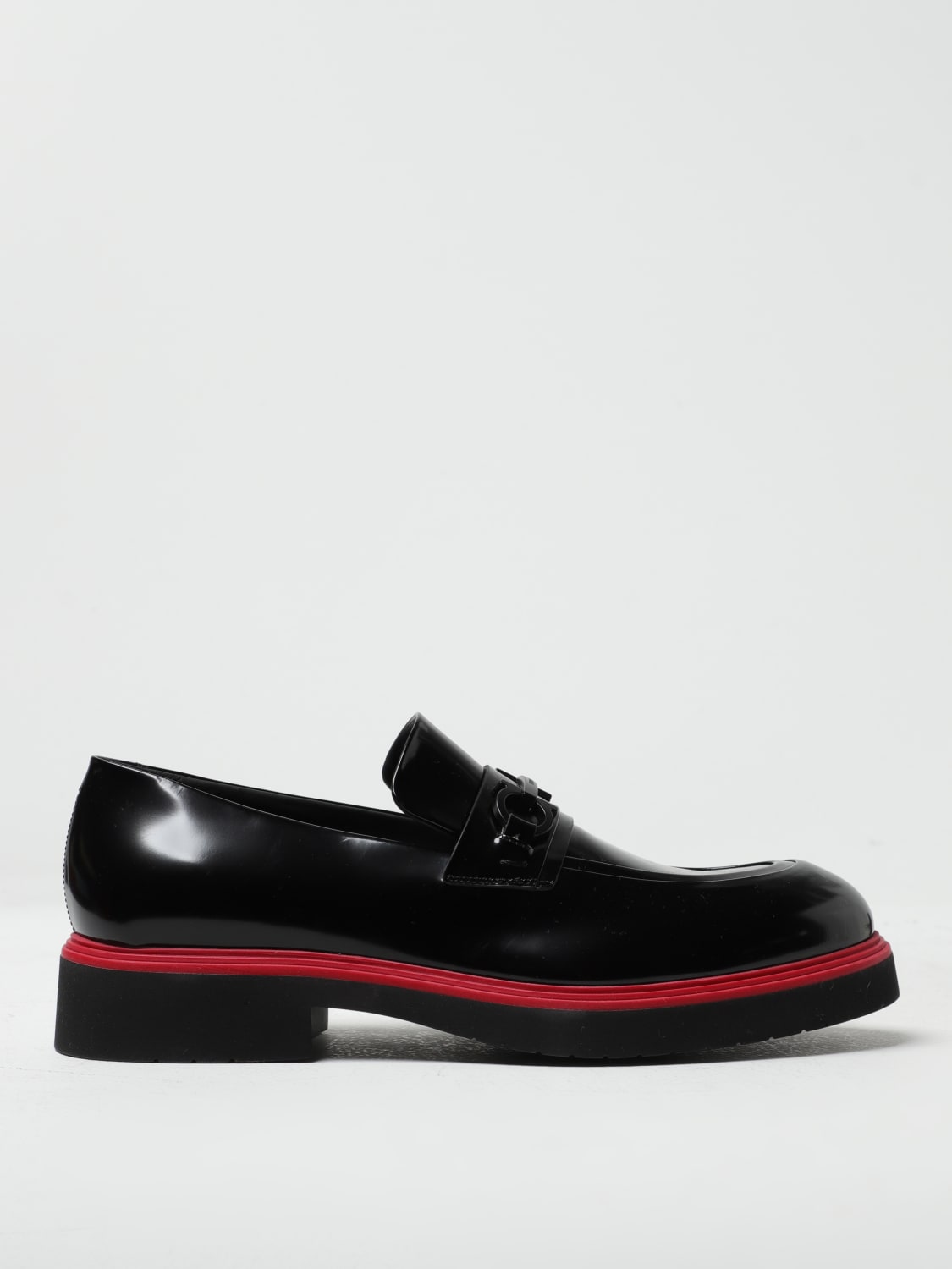 FERRAGAMO: Fiorello moccasins in brushed leather - Black | FERRAGAMO ...