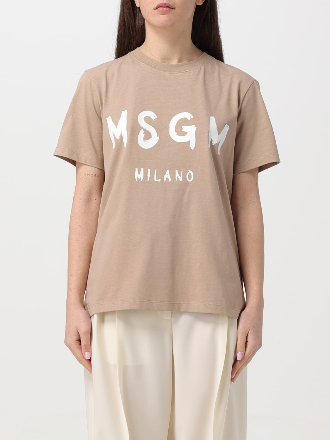 MSGM：Tシャツ レディース - ベージュ | GIGLIO.COMオンラインのMSGM T