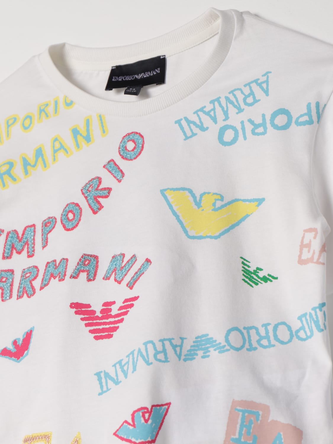 Emporio Armani Kids logo graphic print T-shirt - White