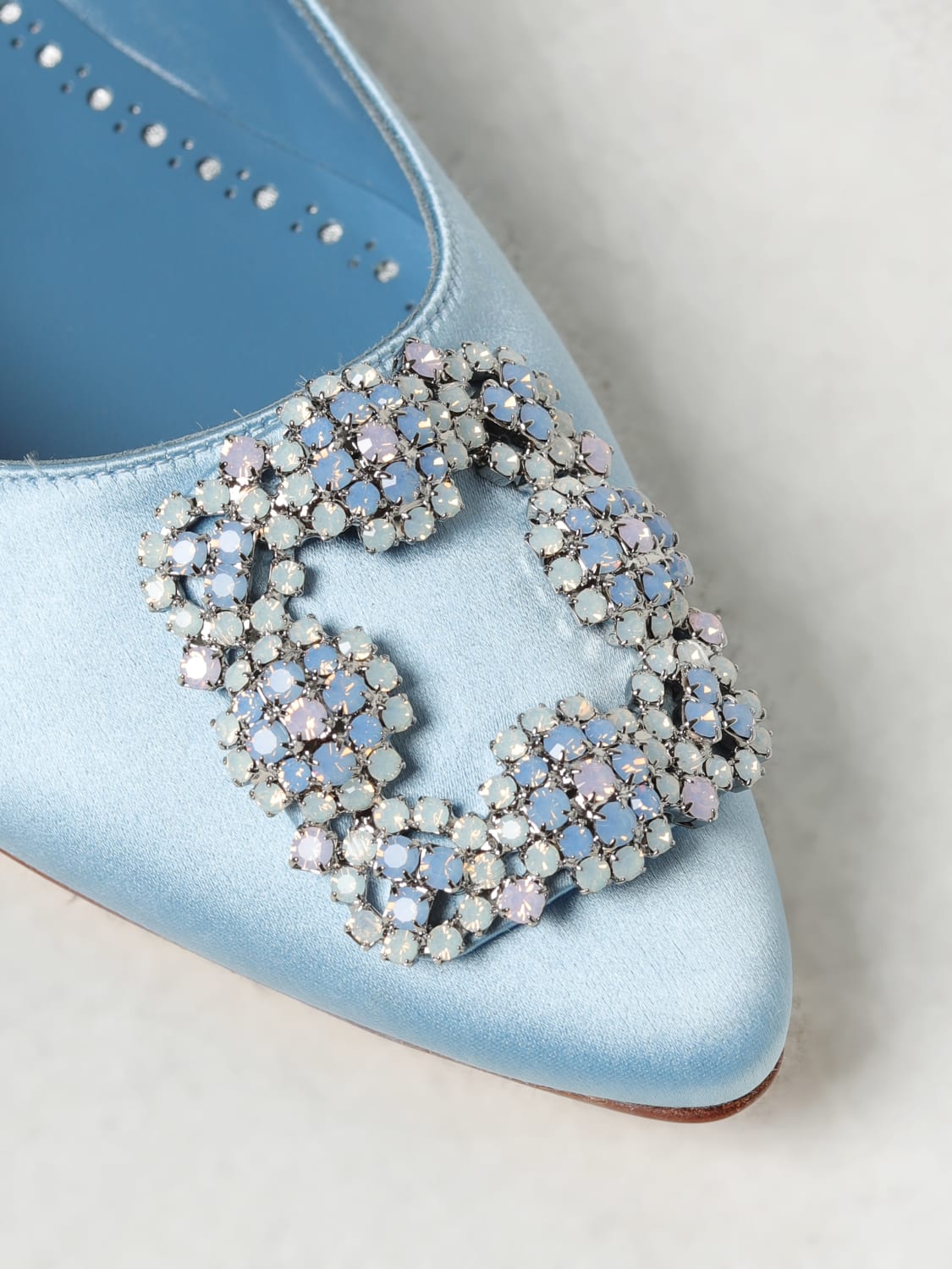 Manolo Blahnik Hangisi buckle-detail ballerina shoes - Blue
