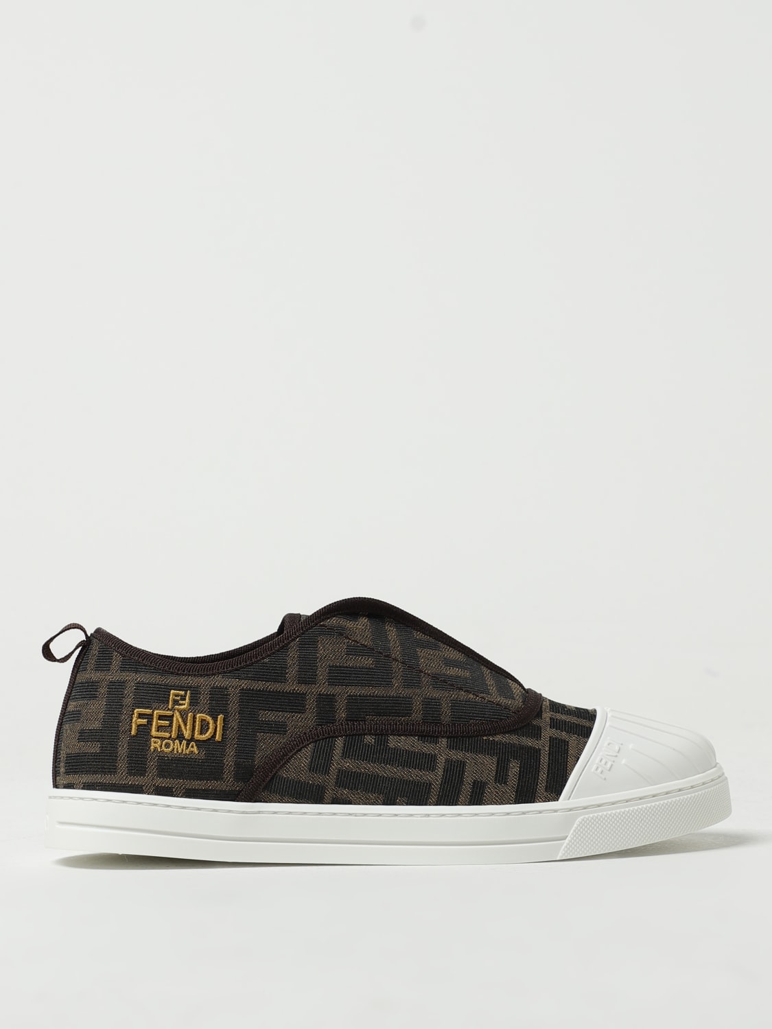 FENDI KIDS: sneakers in FF jacquard fabric - Tobacco | FENDI KIDS