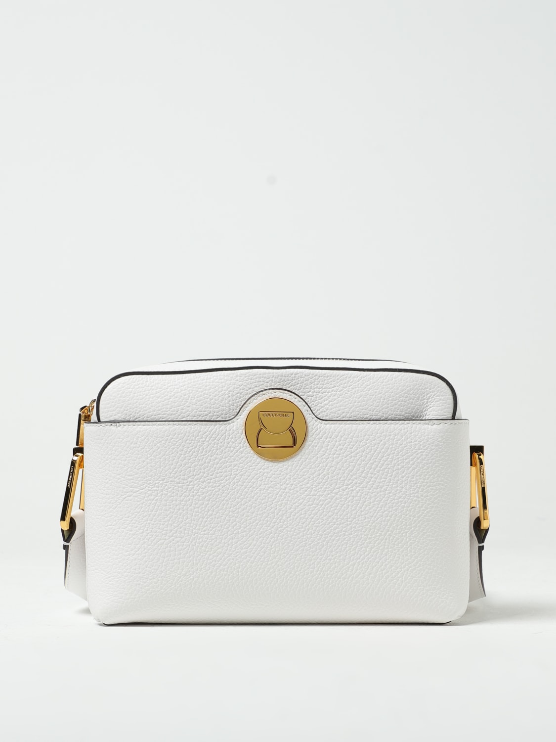 COCCINELLE: Liya bag in grained leather with shoulder strap - White ...