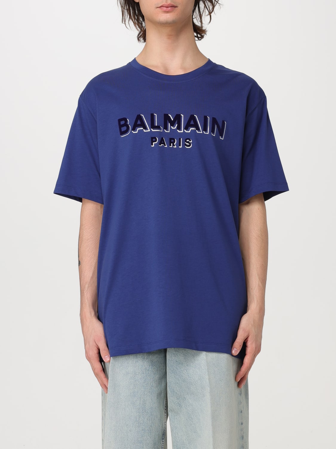 BALMAIN：Tシャツ メンズ - ブルー | GIGLIO.COMオンラインのBALMAIN T ...