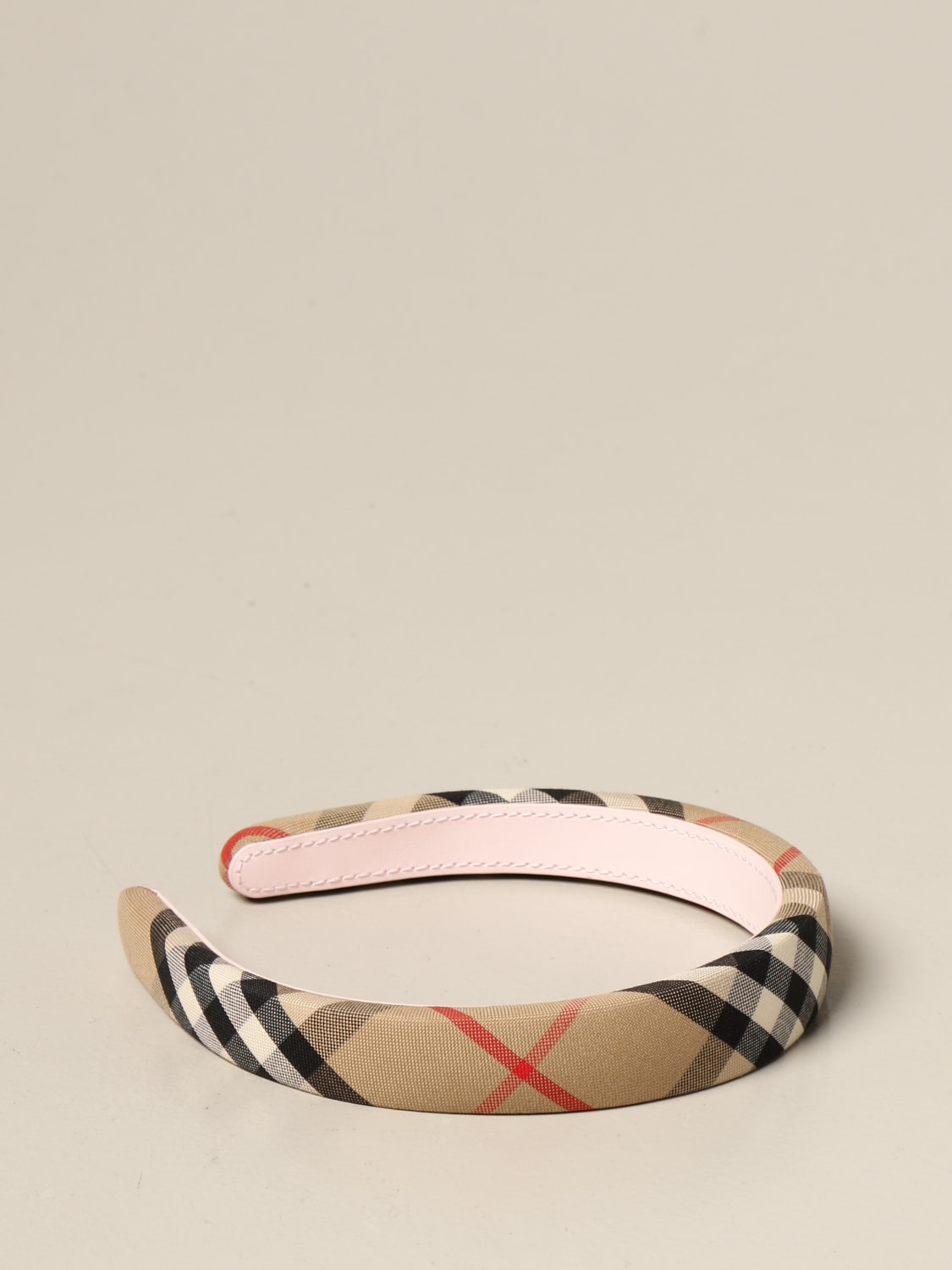 BURBERRY: Classic headband with check pattern - Beige | BURBERRY 