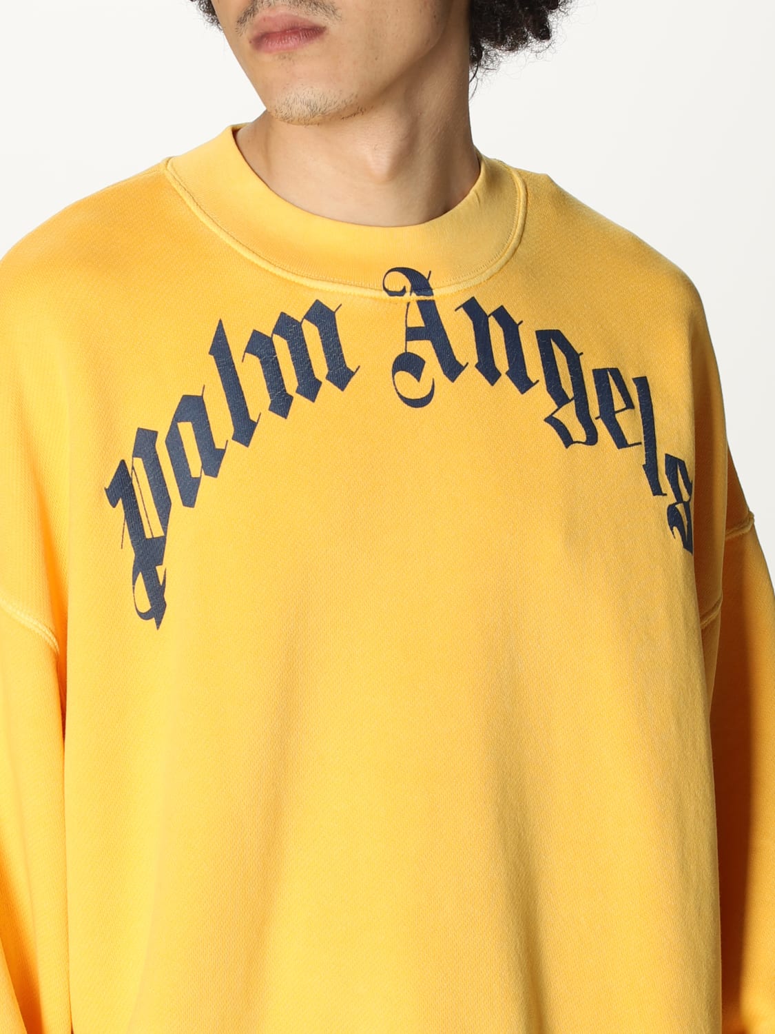 PALM ANGELS: sweatshirt in cotton with logo - Yellow  PALM ANGELS  sweatshirt PMBA026R21FLE006 online at