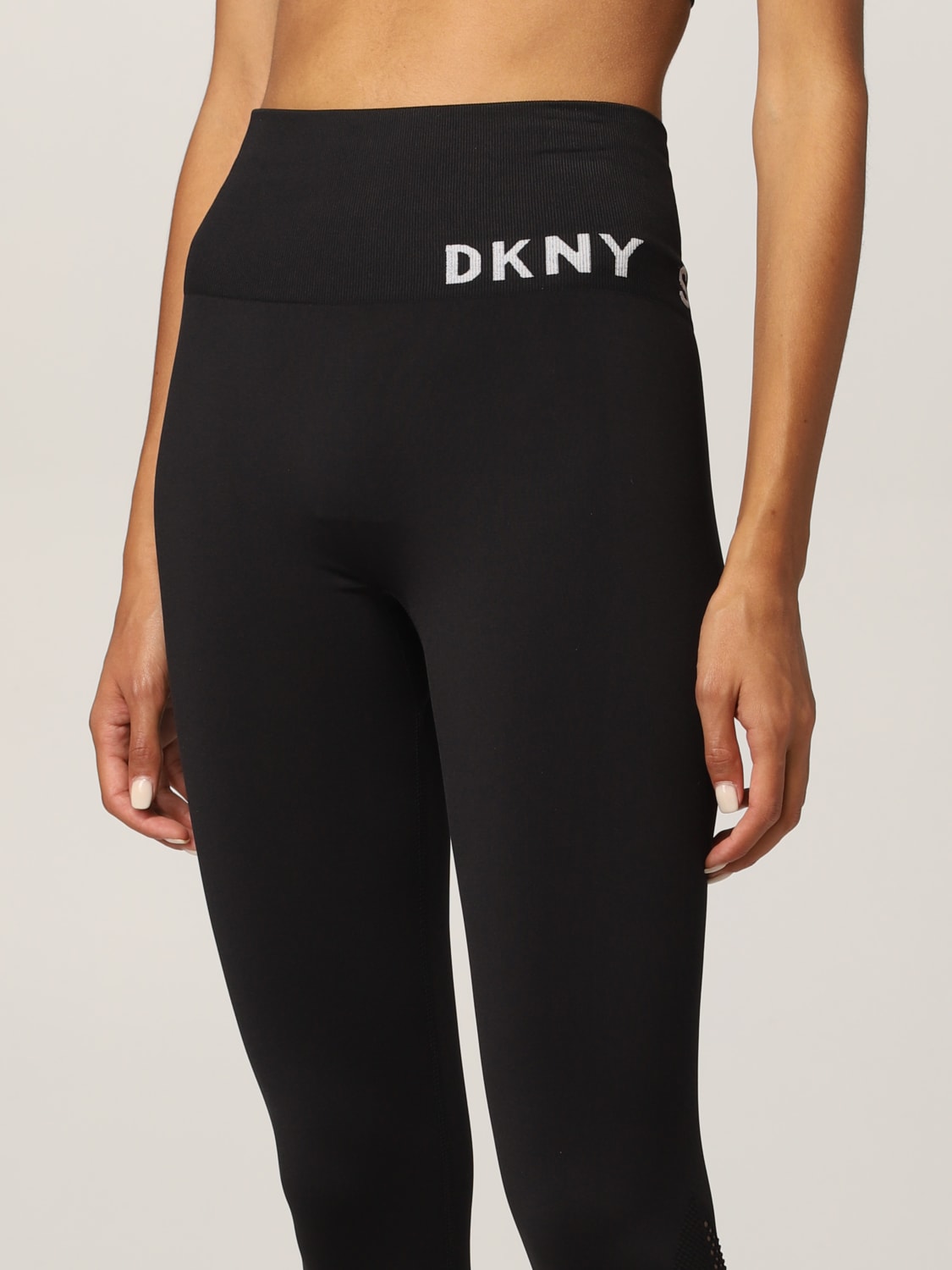 DKNY: stretch leggings with logo - Black