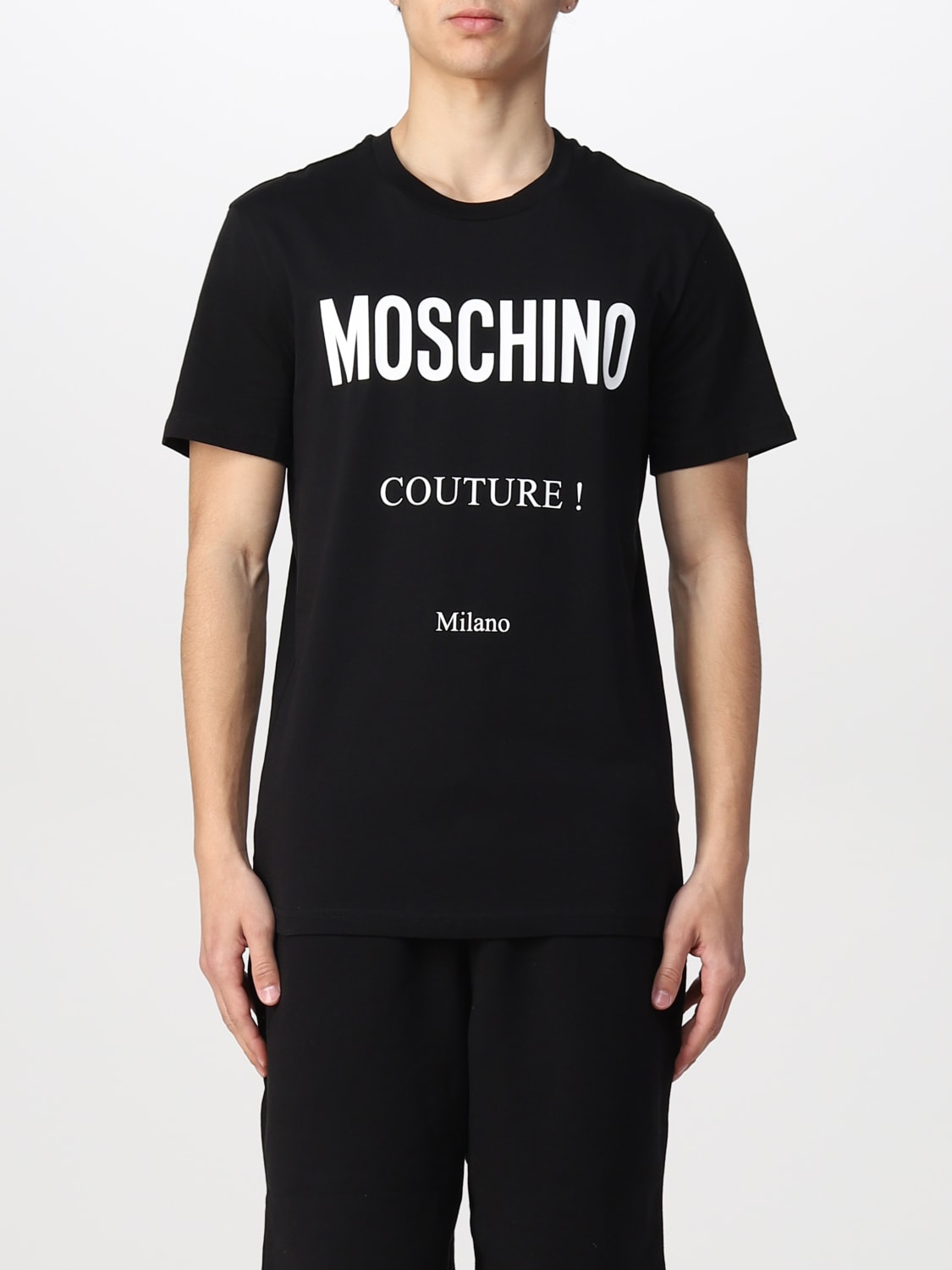 MOSCHINO COUTURE: cotton t-shirt with logo - Black | MOSCHINO COUTURE t ...