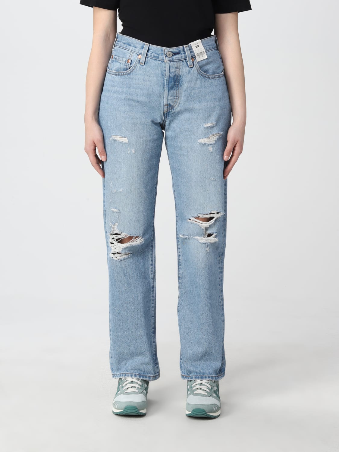 LEVI'S: jeans in washed ripped denim - Denim | LEVI'S jeans A19590004 ...