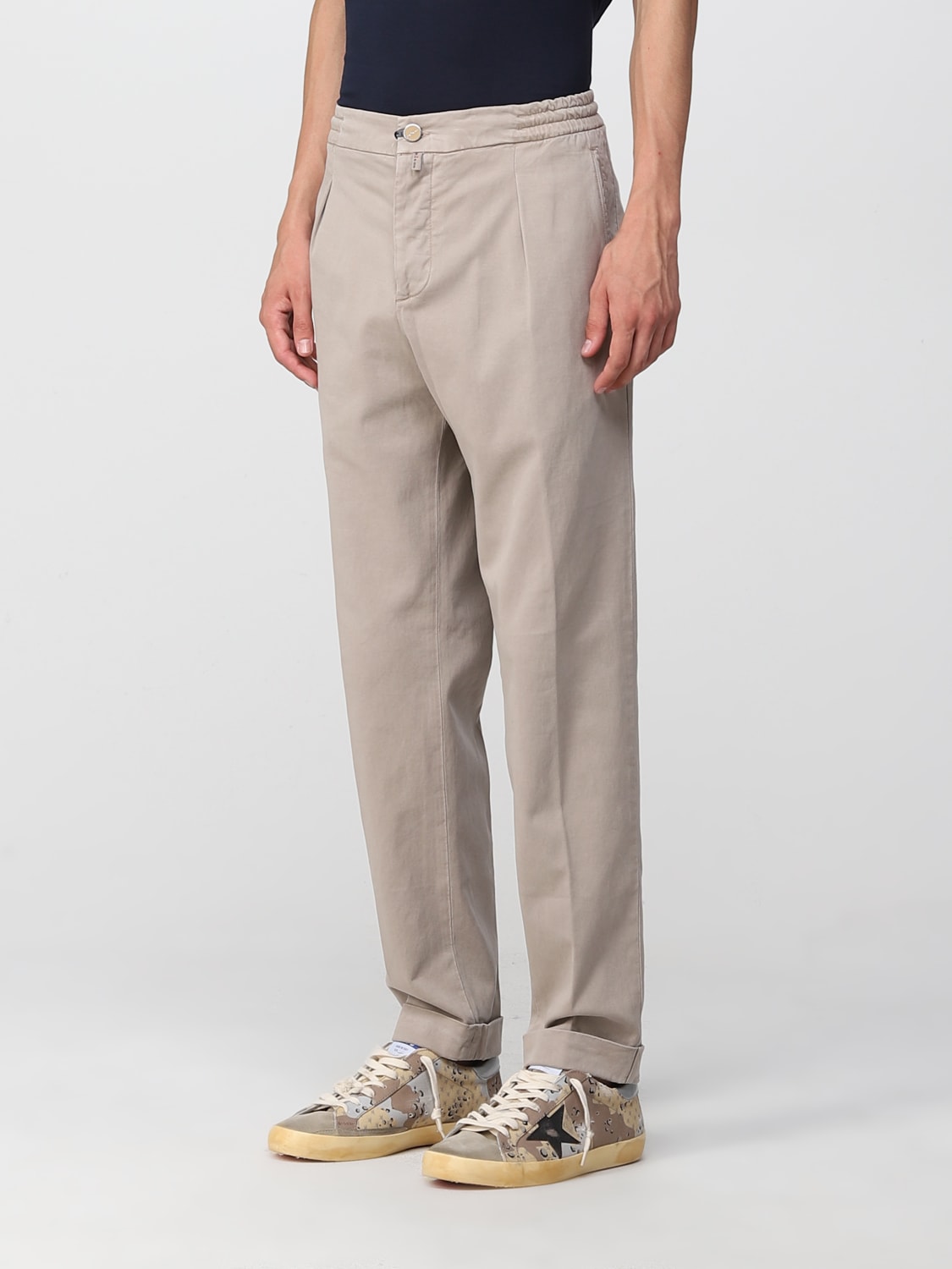 Beige cotton trousers for man – Kiton USA