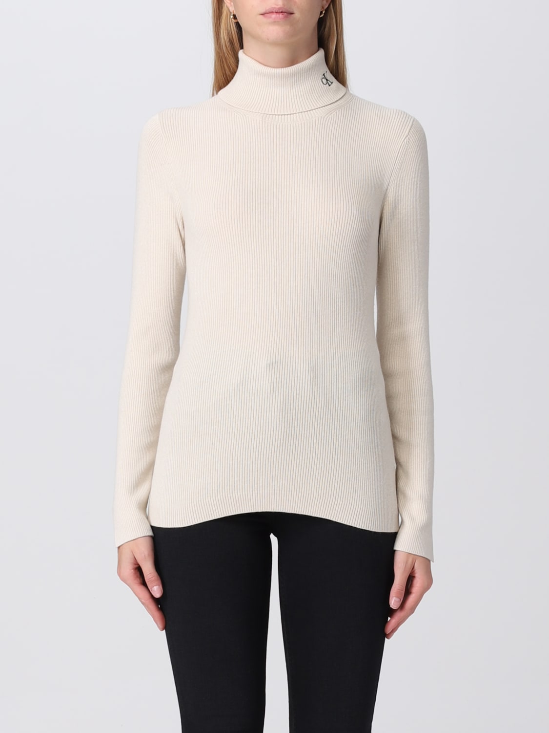 Calvin Klein Jeans Solid High Neck Casual Women White Sweater - Buy Calvin  Klein Jeans Solid High Neck Casual Women White Sweater Online at Best  Prices in India