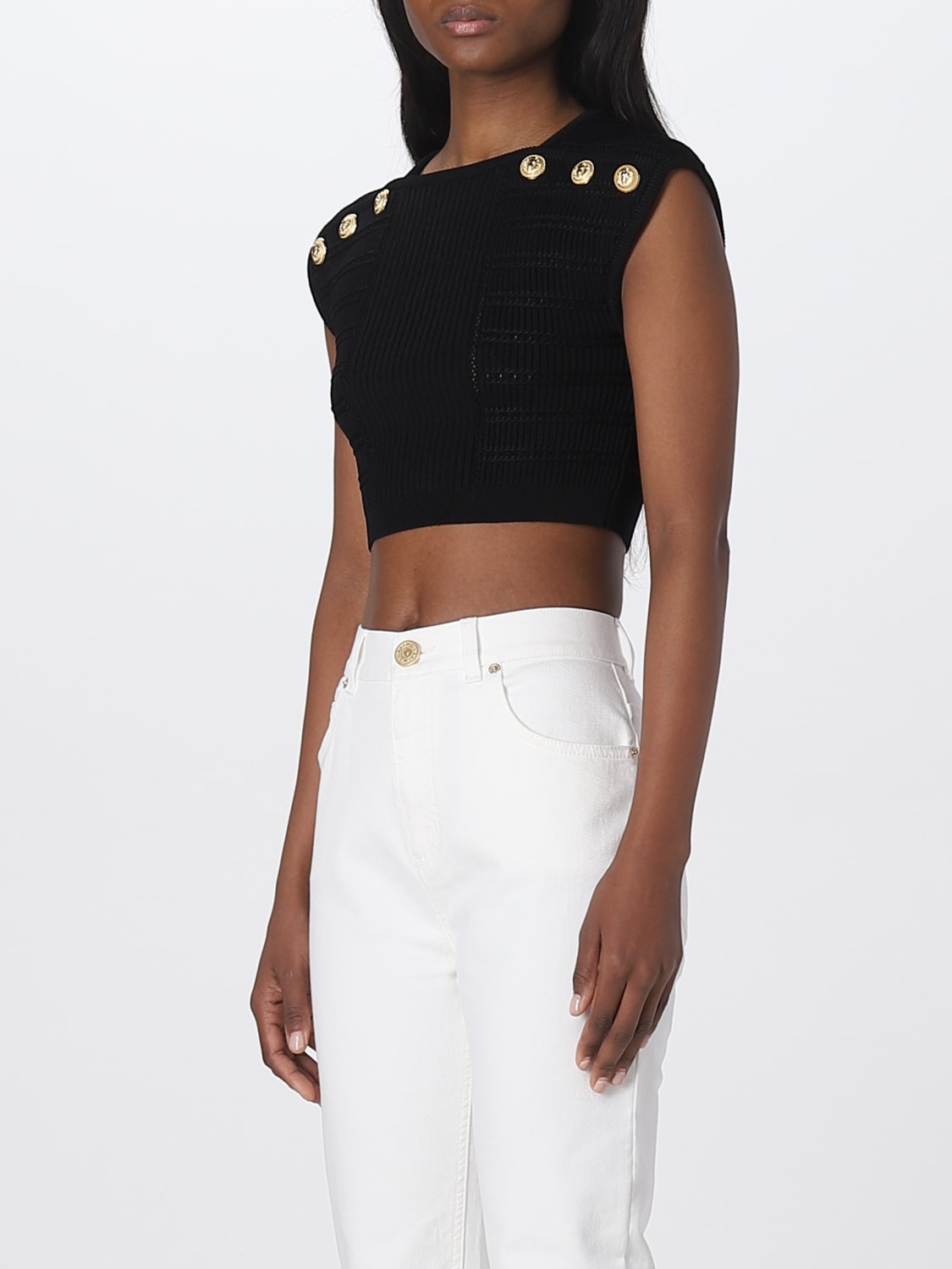 Balmain Rib Microfiber Crop Top deal: 75% off - wantrobe