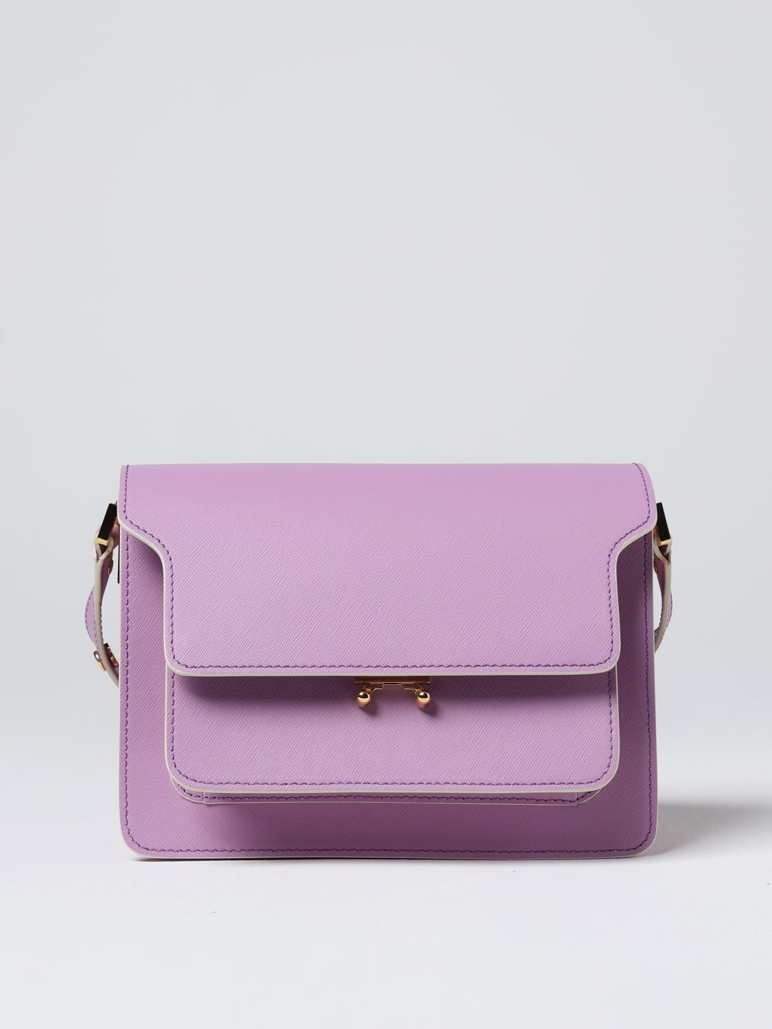 MARNI Trunk bag in saffiano leather Lilac Marni shoulder bag